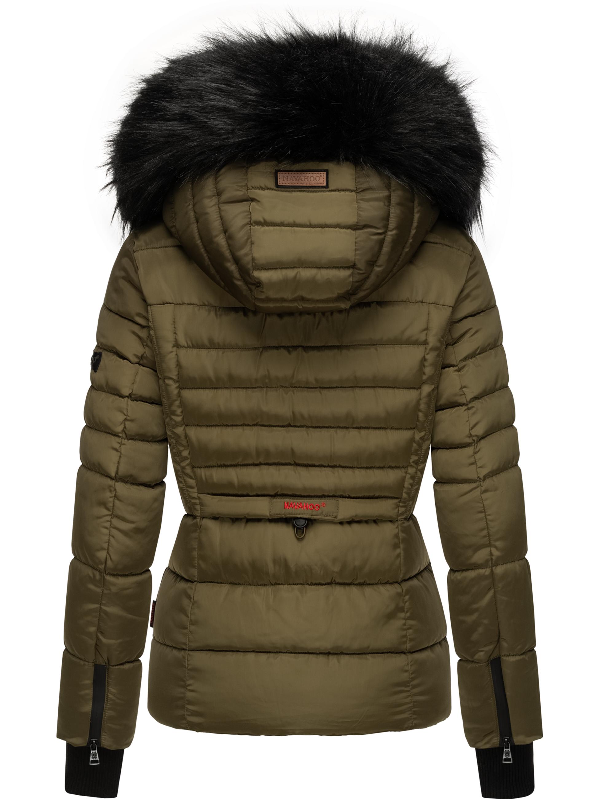 Kurze Winter Steppjacke mit Kapuze "Adele" Millitary Green