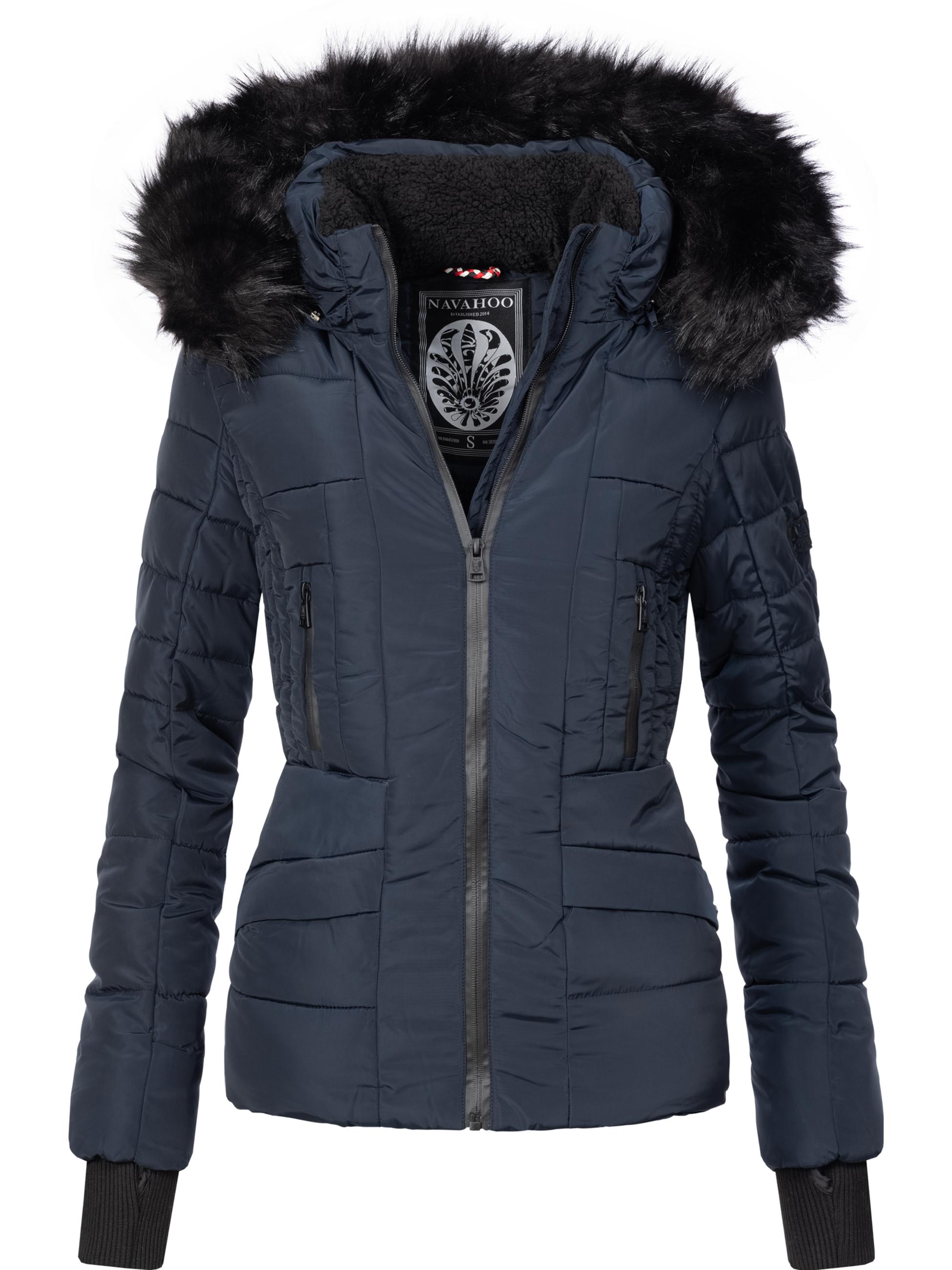 Kurze Winter Steppjacke mit Kapuze "Adele" Navy