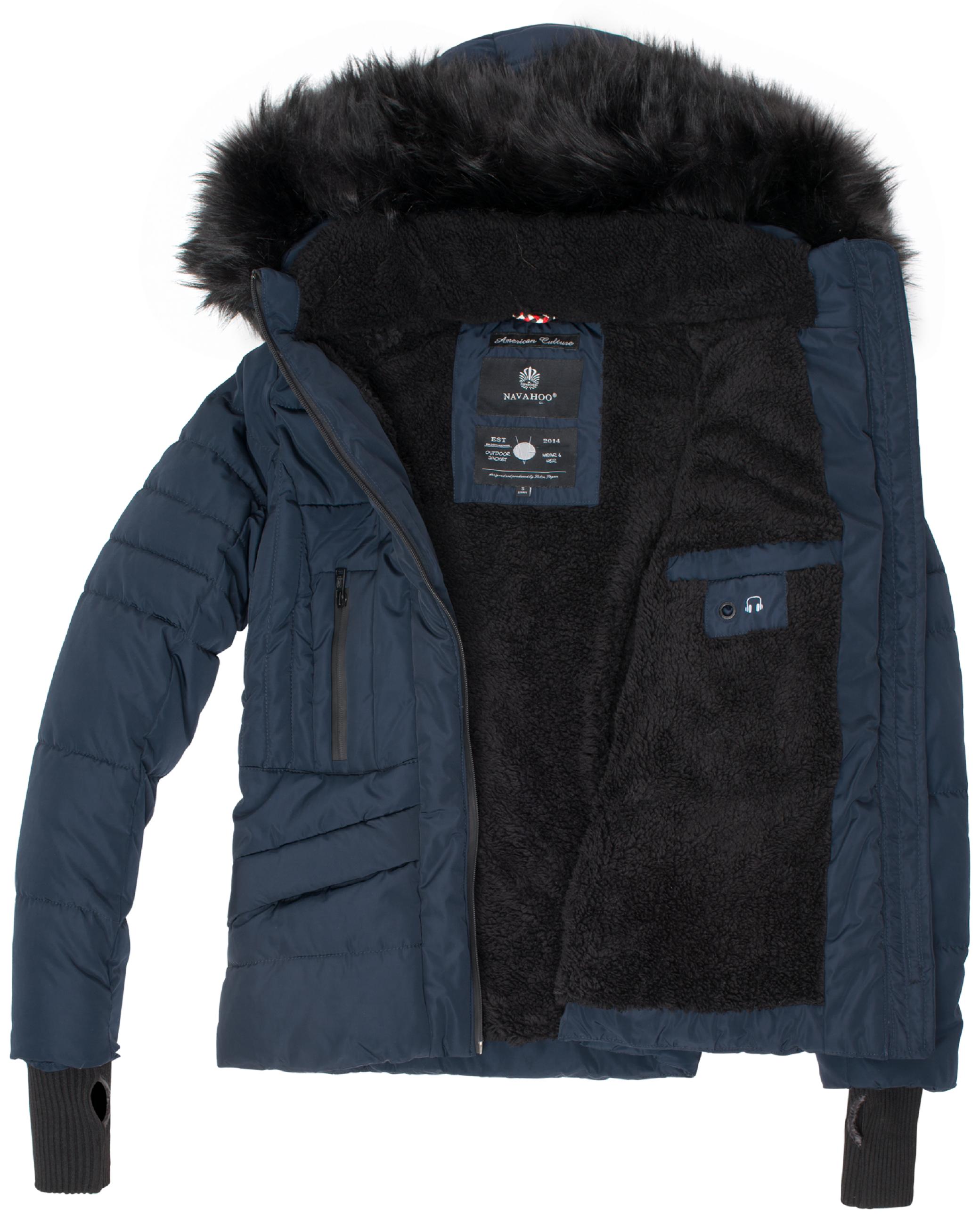 Kurze Winter Steppjacke mit Kapuze "Adele" Navy