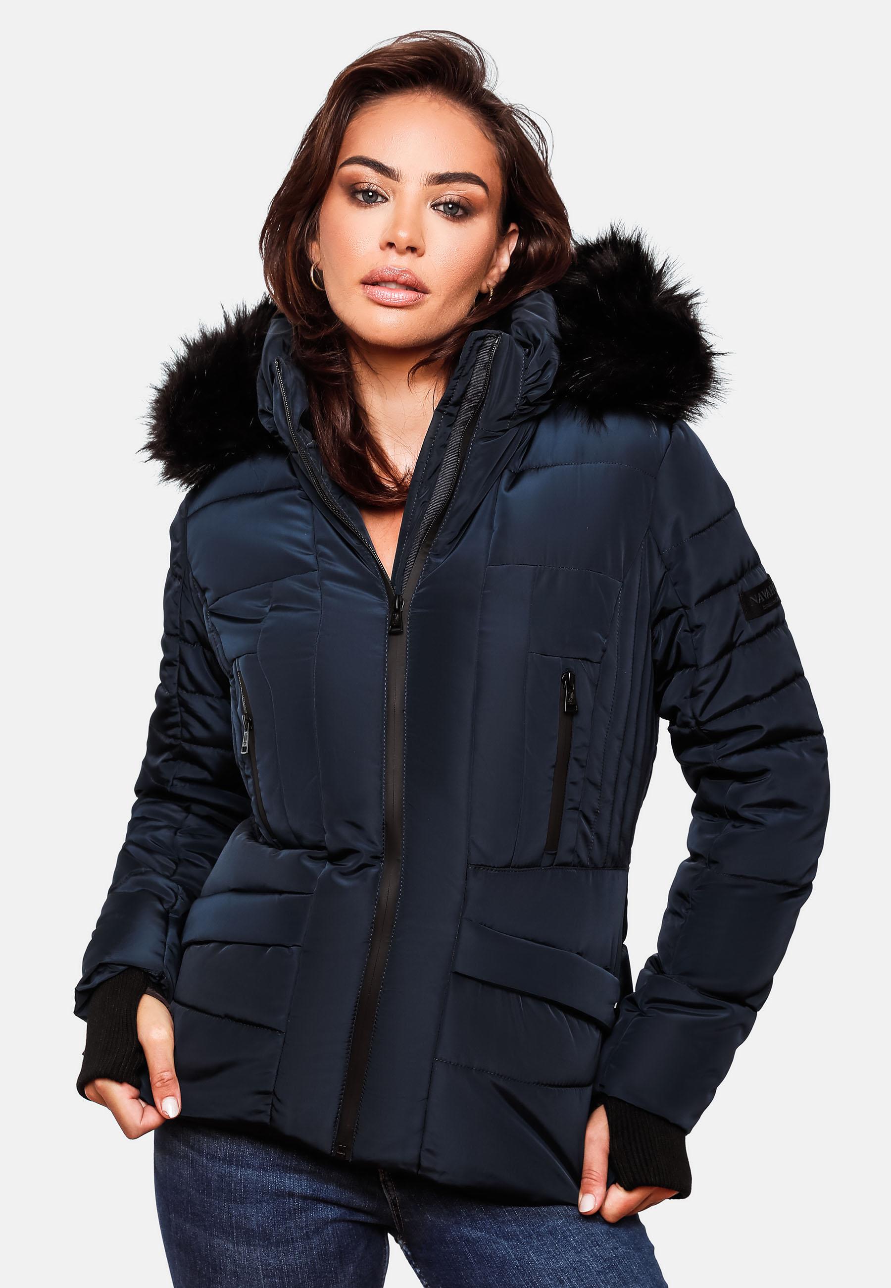 Kurze Winter Steppjacke mit Kapuze "Adele" Navy