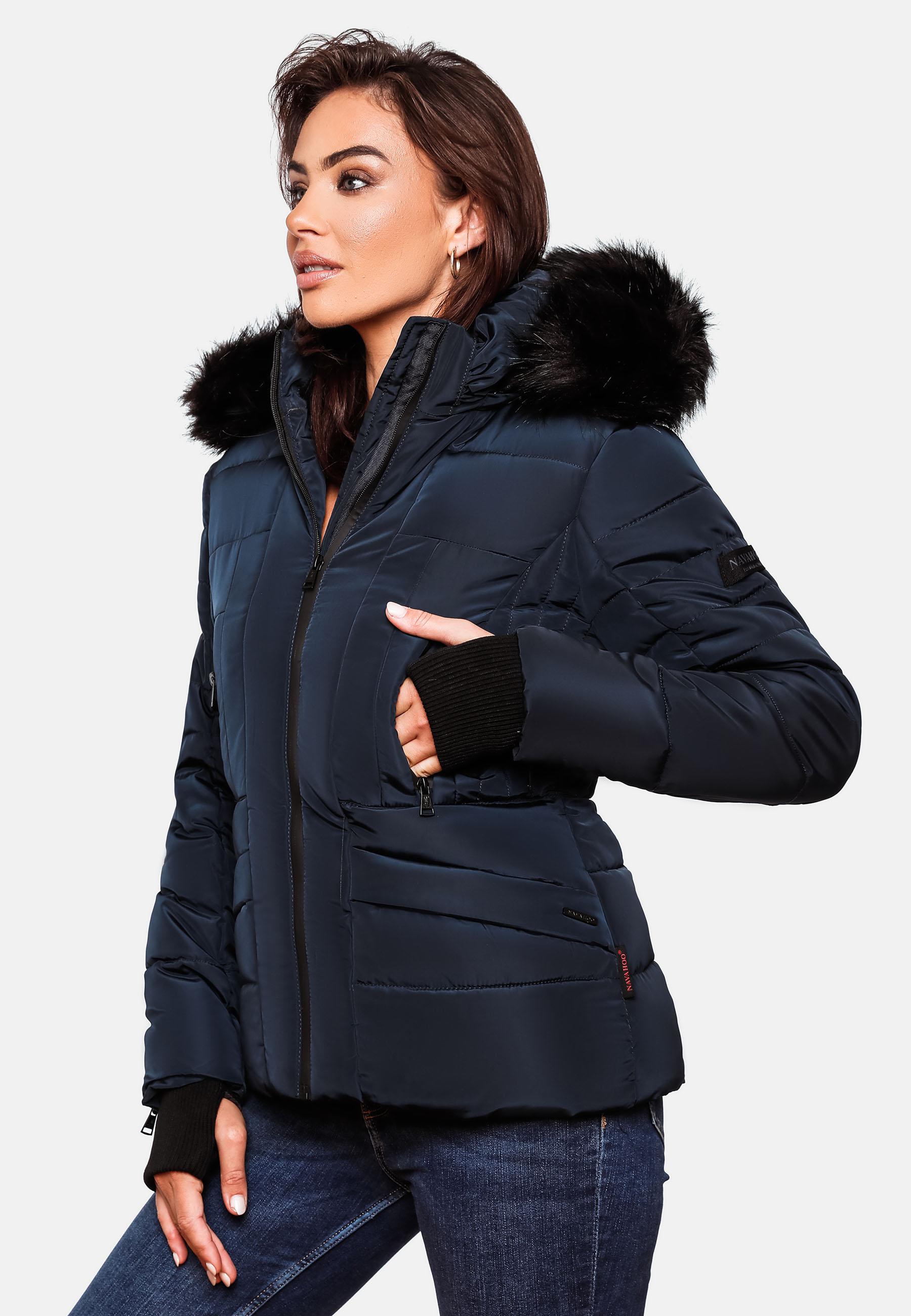 Kurze Winter Steppjacke mit Kapuze "Adele" Navy