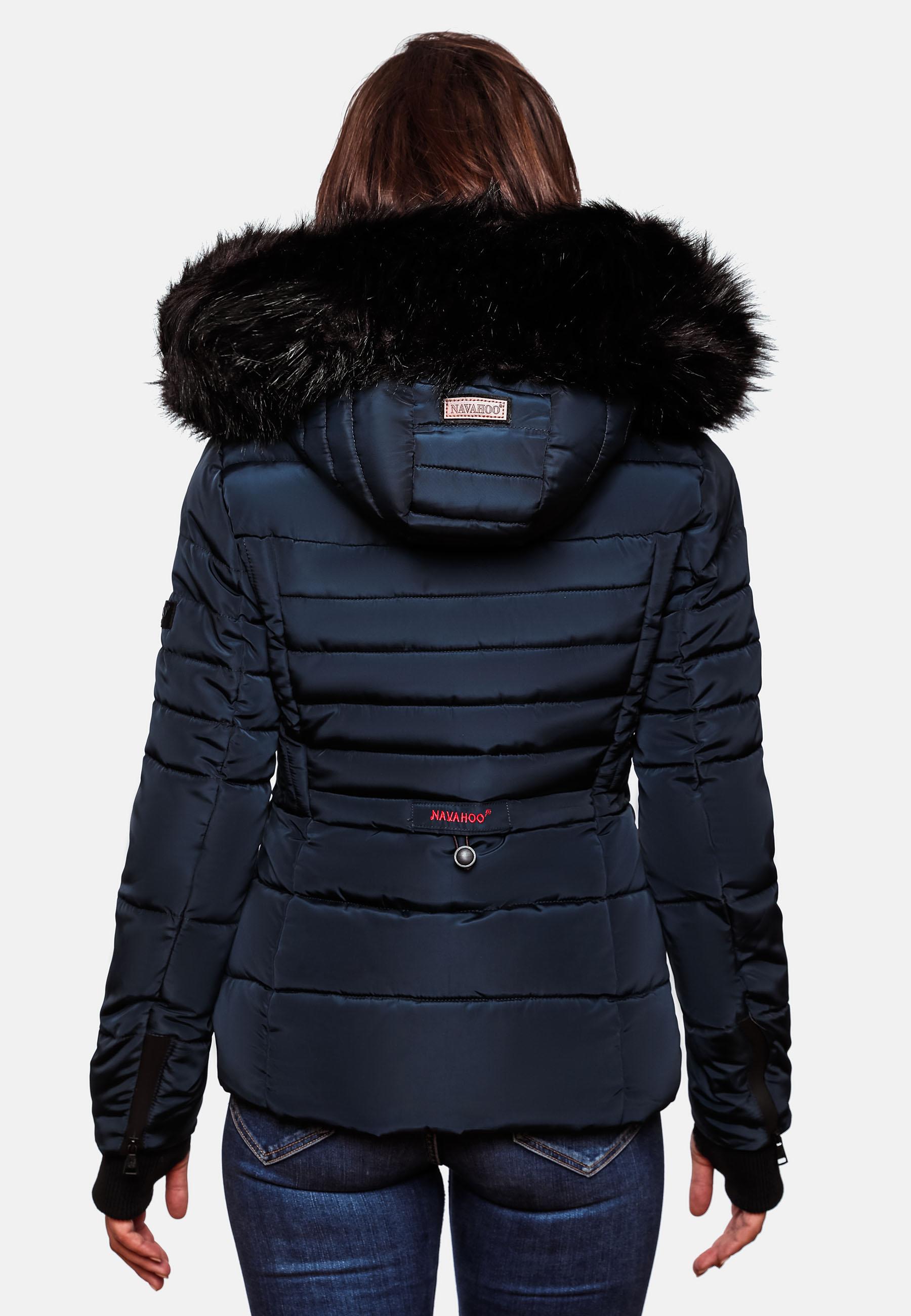 Kurze Winter Steppjacke mit Kapuze "Adele" Navy