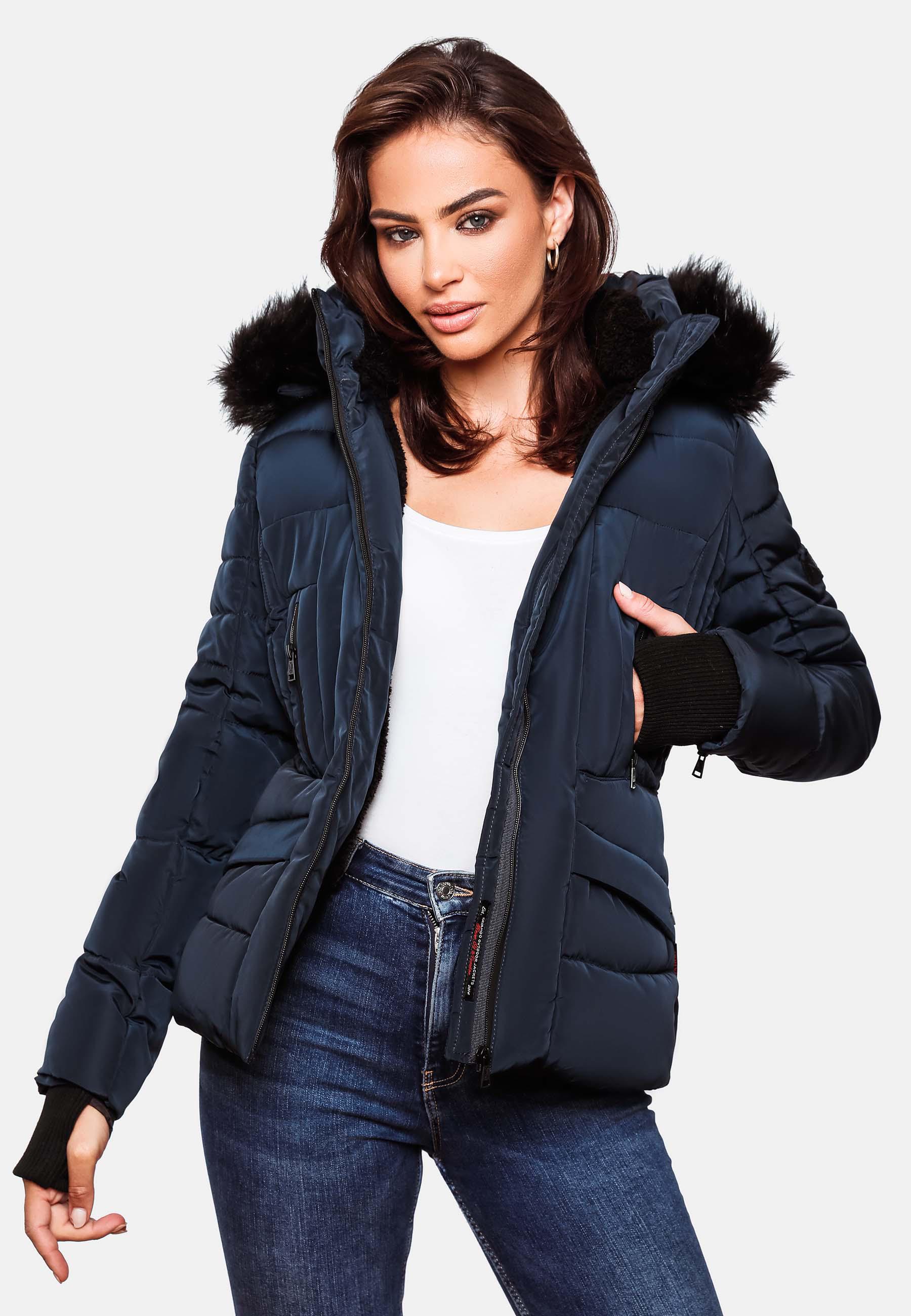 Kurze Winter Steppjacke mit Kapuze "Adele" Navy