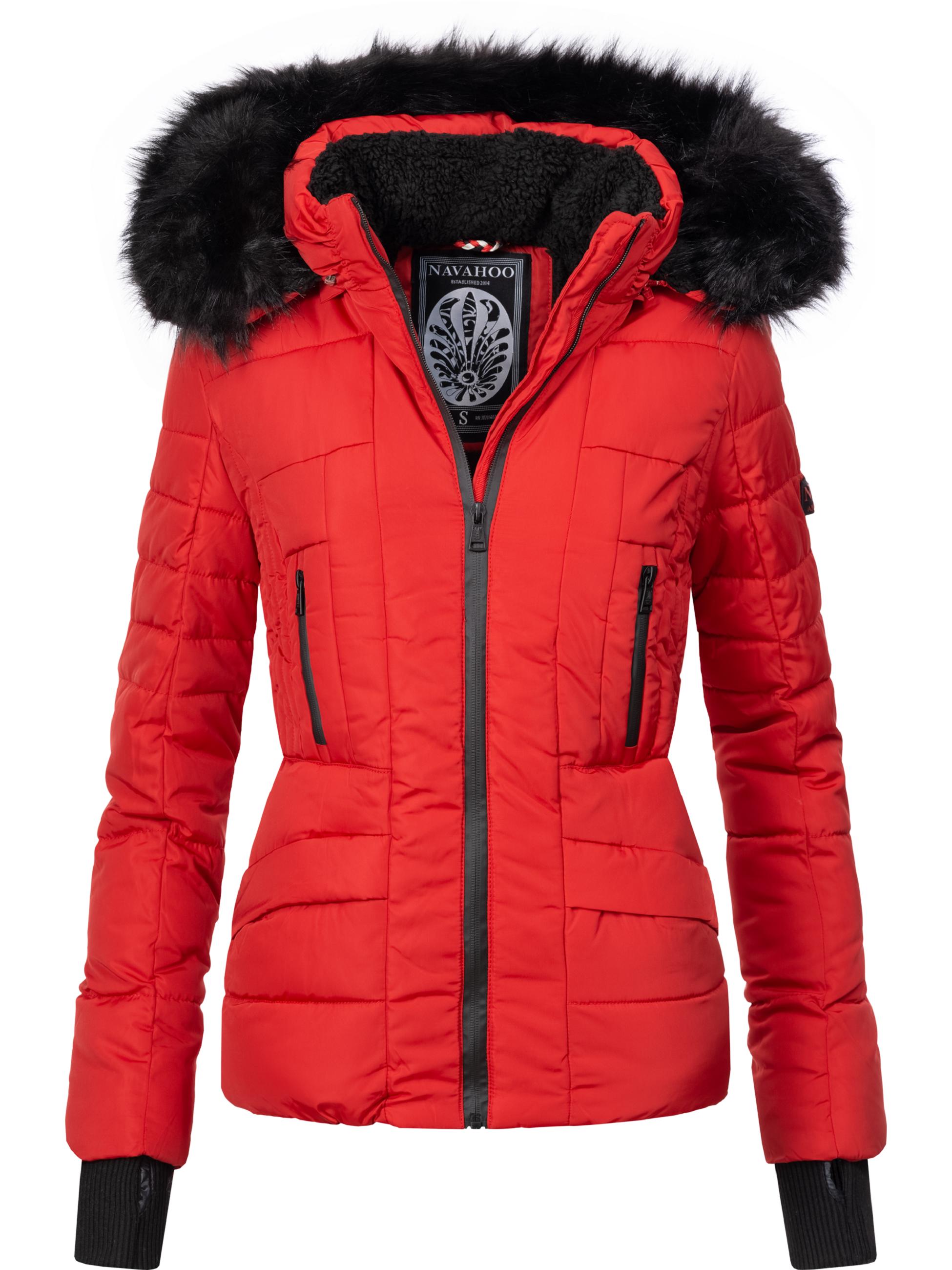 Kurze Winter Steppjacke mit Kapuze "Adele" Rot