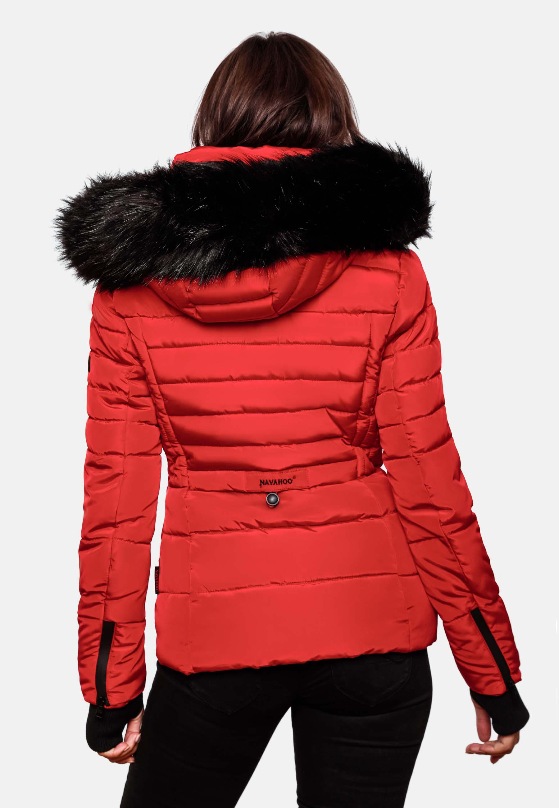 Kurze Winter Steppjacke mit Kapuze "Adele" Rot