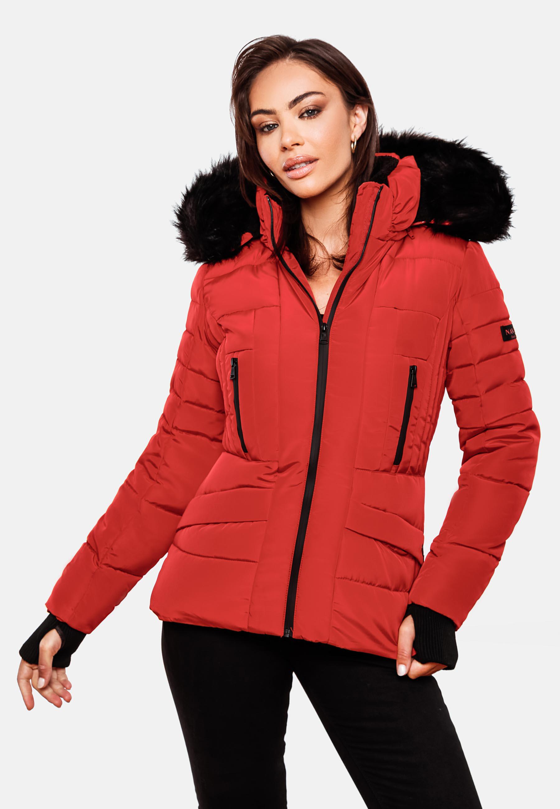 Kurze Winter Steppjacke mit Kapuze "Adele" Rot