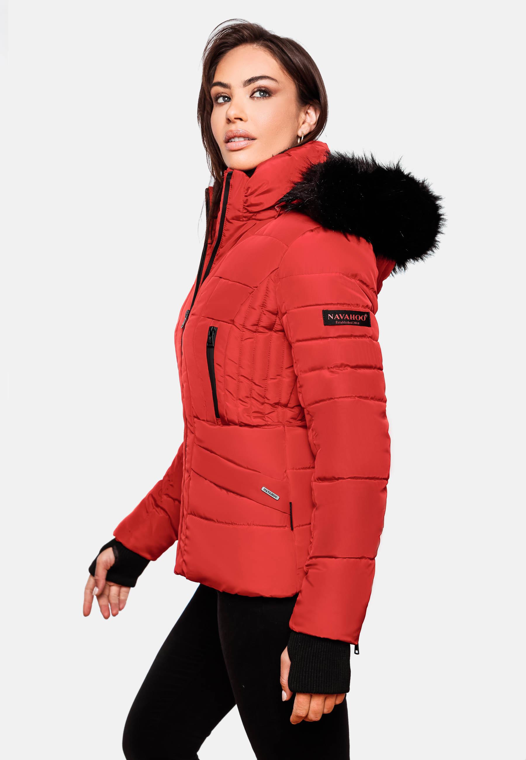 Kurze Winter Steppjacke mit Kapuze "Adele" Rot