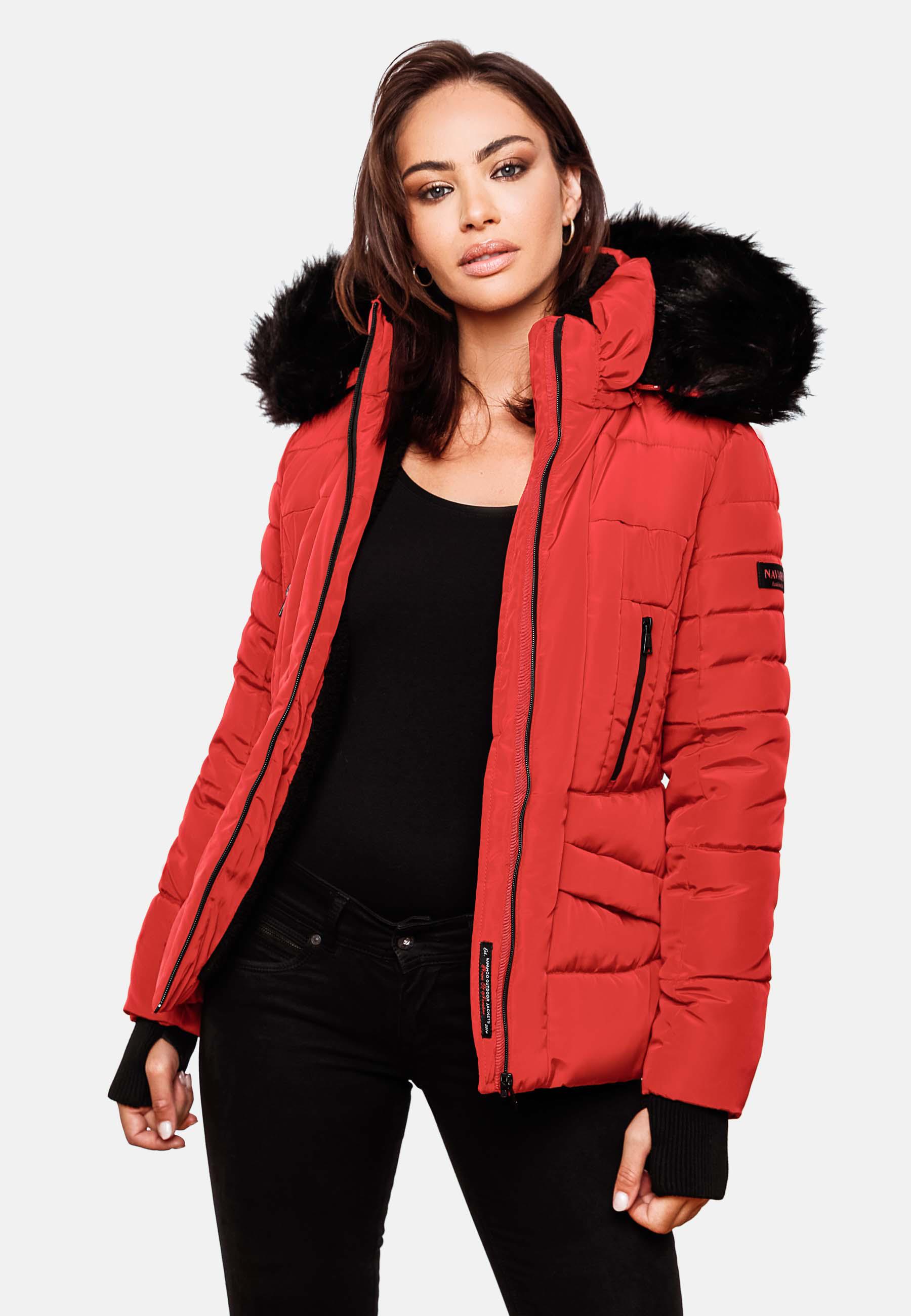 Kurze Winter Steppjacke mit Kapuze "Adele" Rot