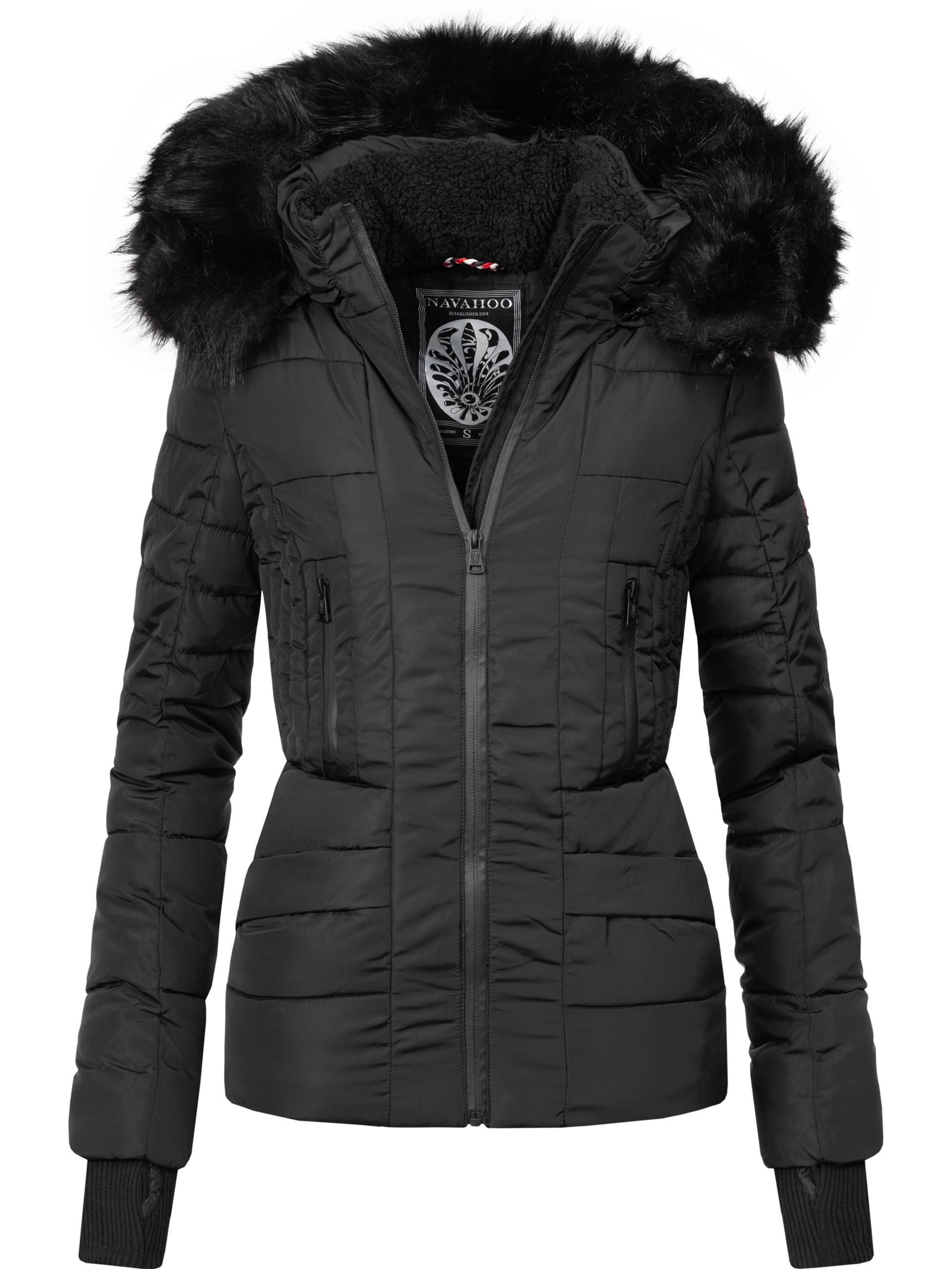 Kurze Winter Steppjacke mit Kapuze "Adele" Schwarz