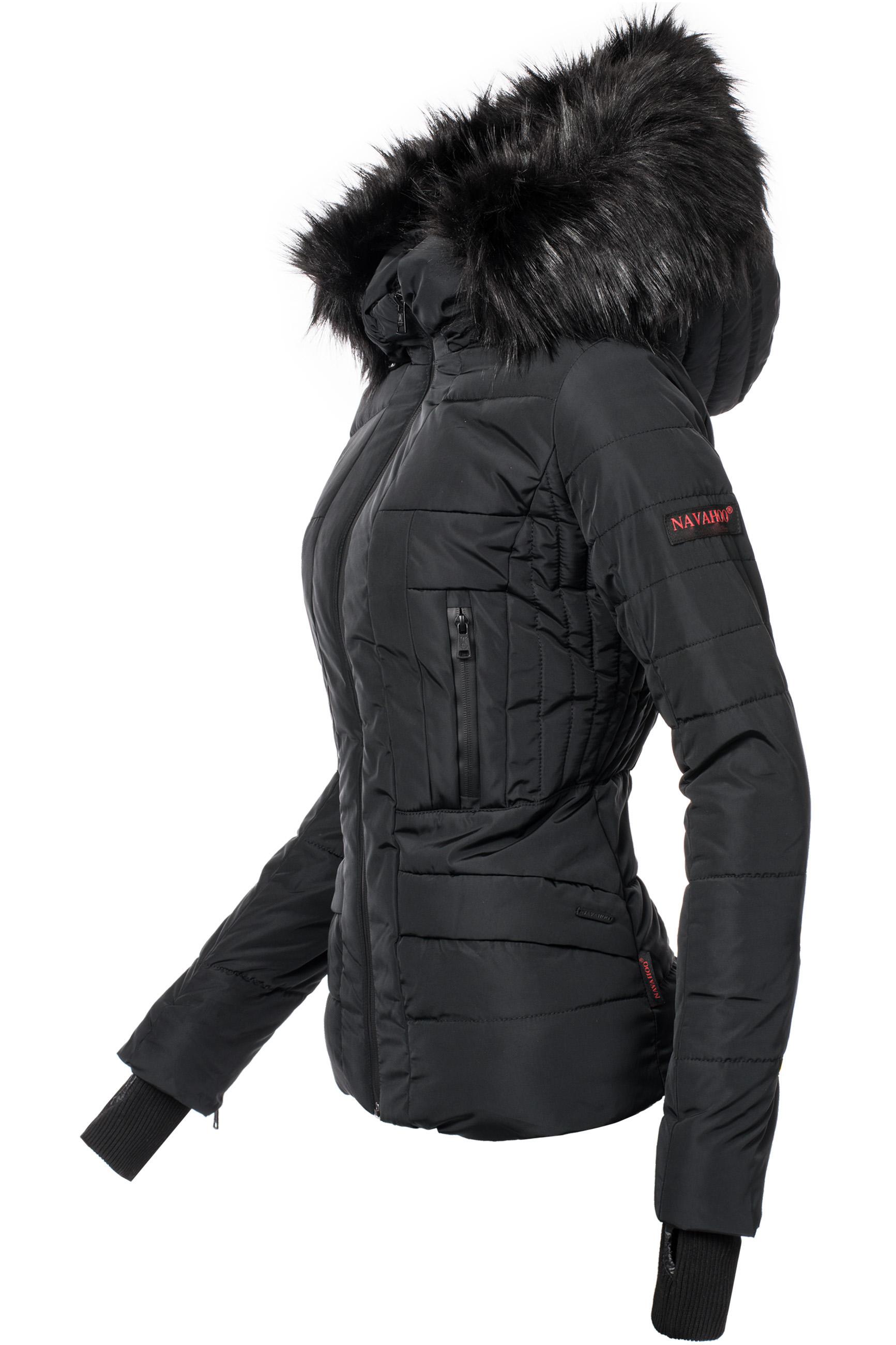 Kurze Winter Steppjacke mit Kapuze "Adele" Schwarz