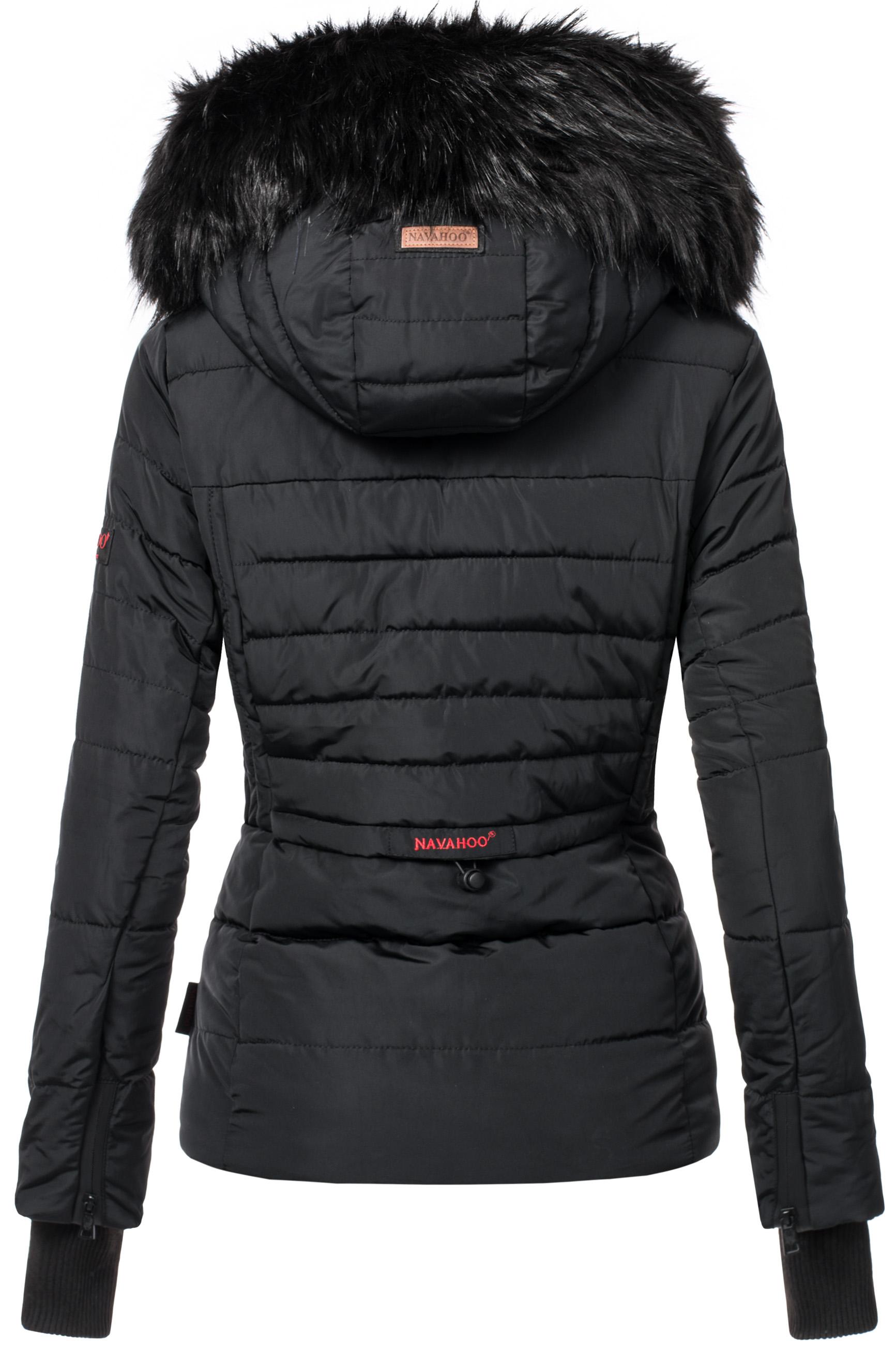 Kurze Winter Steppjacke mit Kapuze "Adele" Schwarz