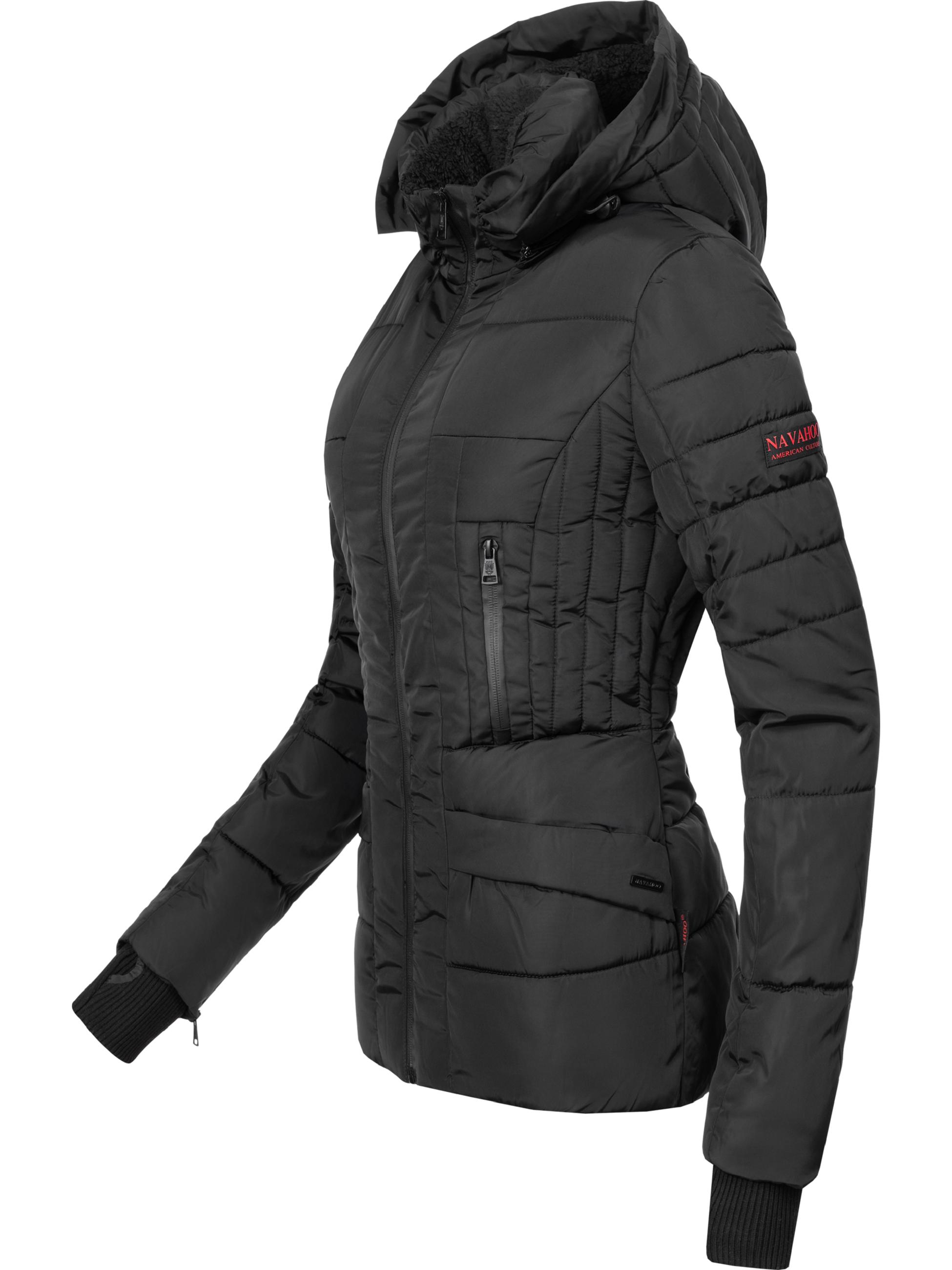 Kurze Winter Steppjacke mit Kapuze "Adele" Schwarz