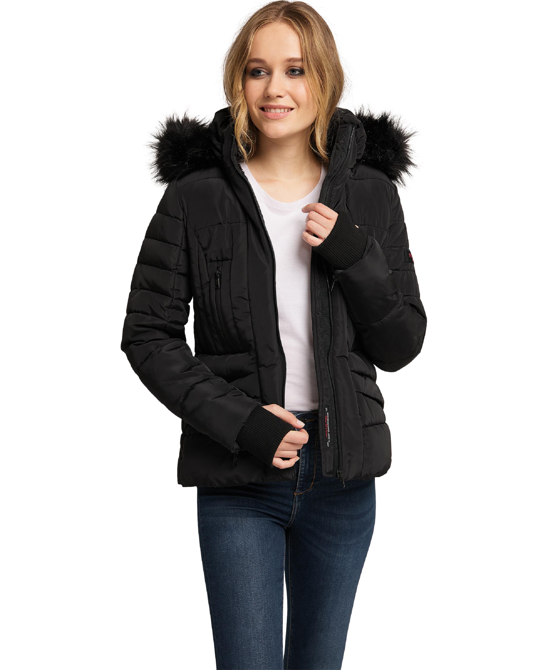 Kurze Winter Steppjacke mit Kapuze "Adele" Schwarz