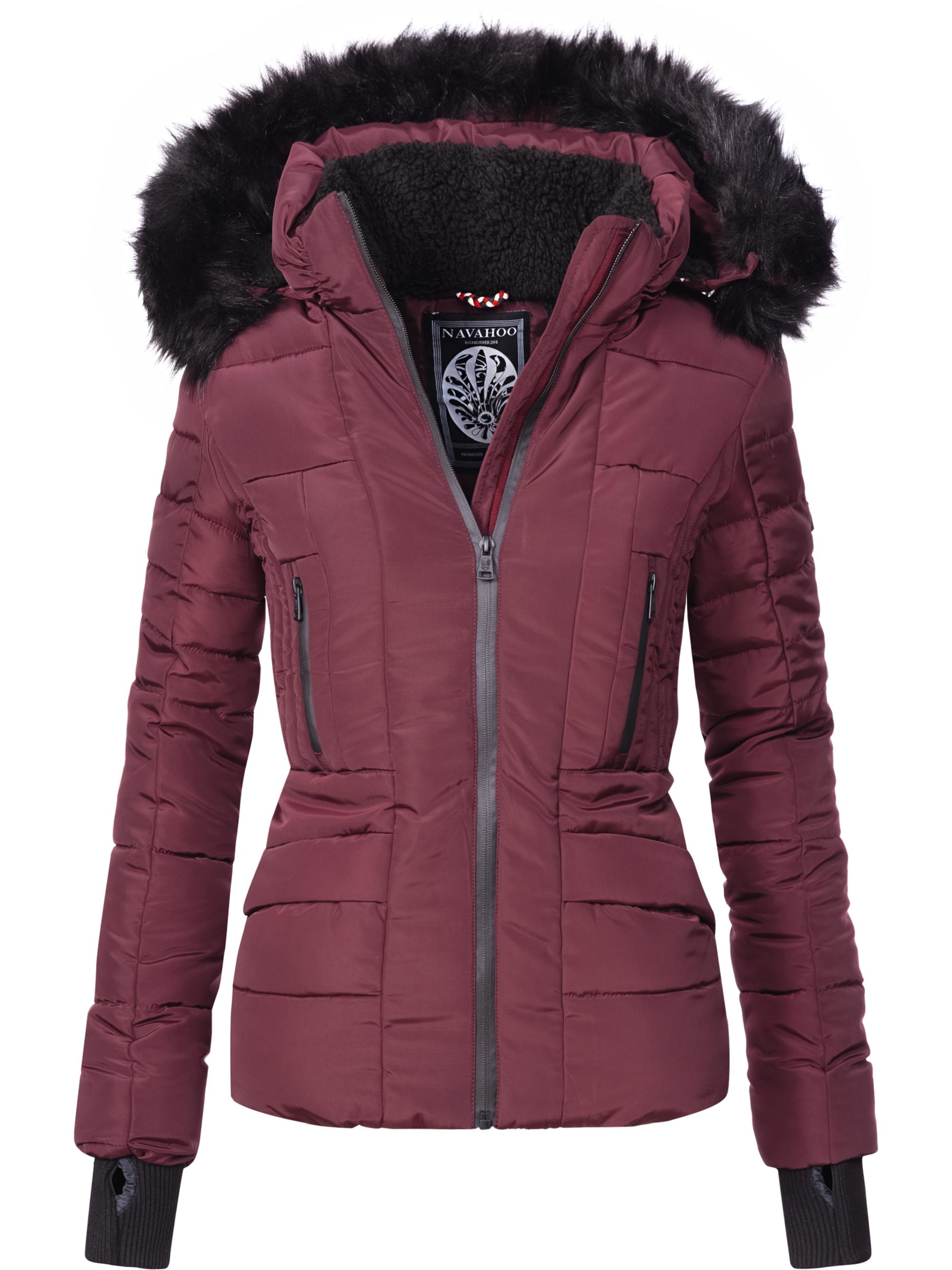 Kurze Winter Steppjacke mit Kapuze "Adele" Weinrot