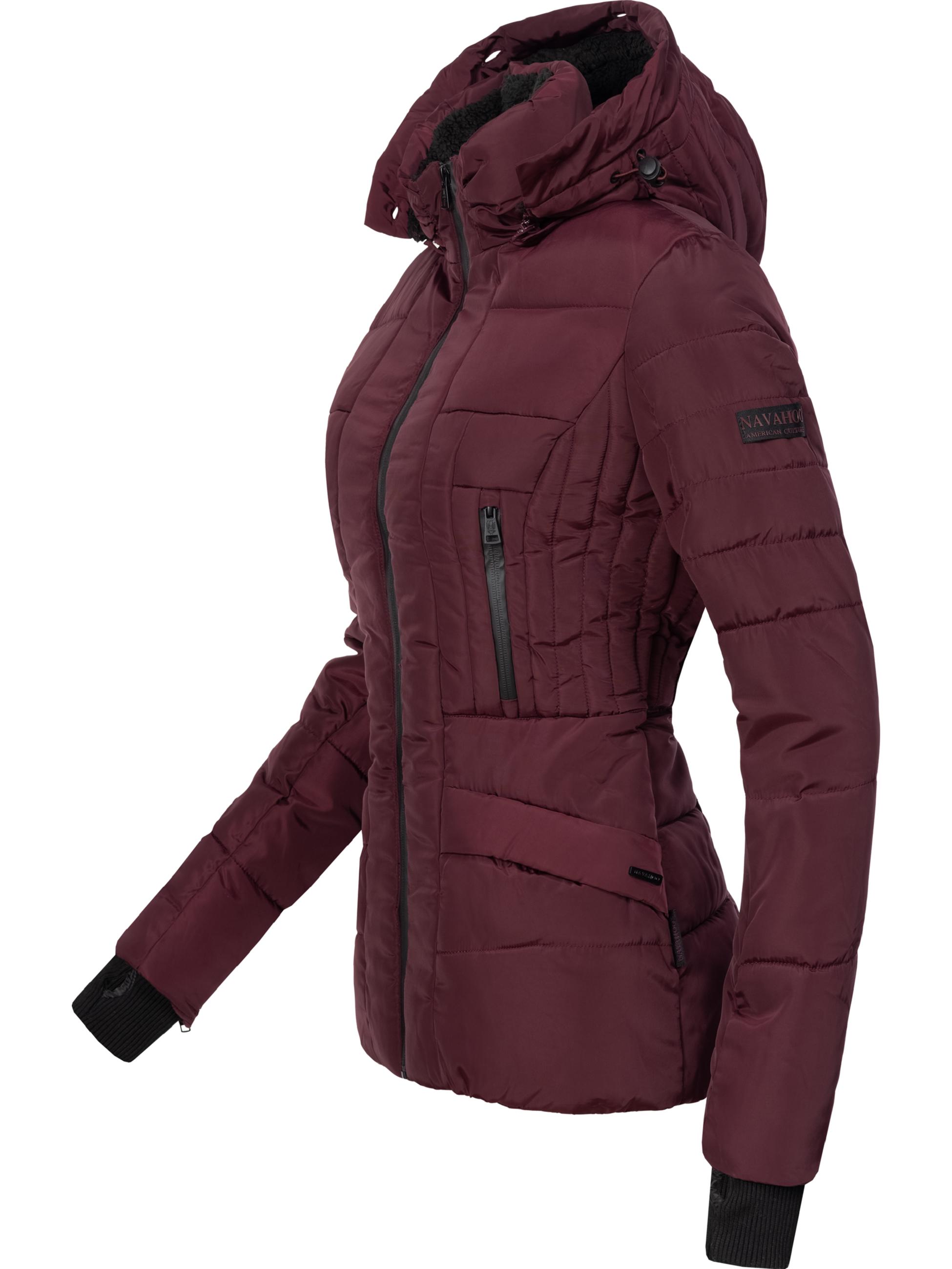 Kurze Winter Steppjacke mit Kapuze "Adele" Weinrot