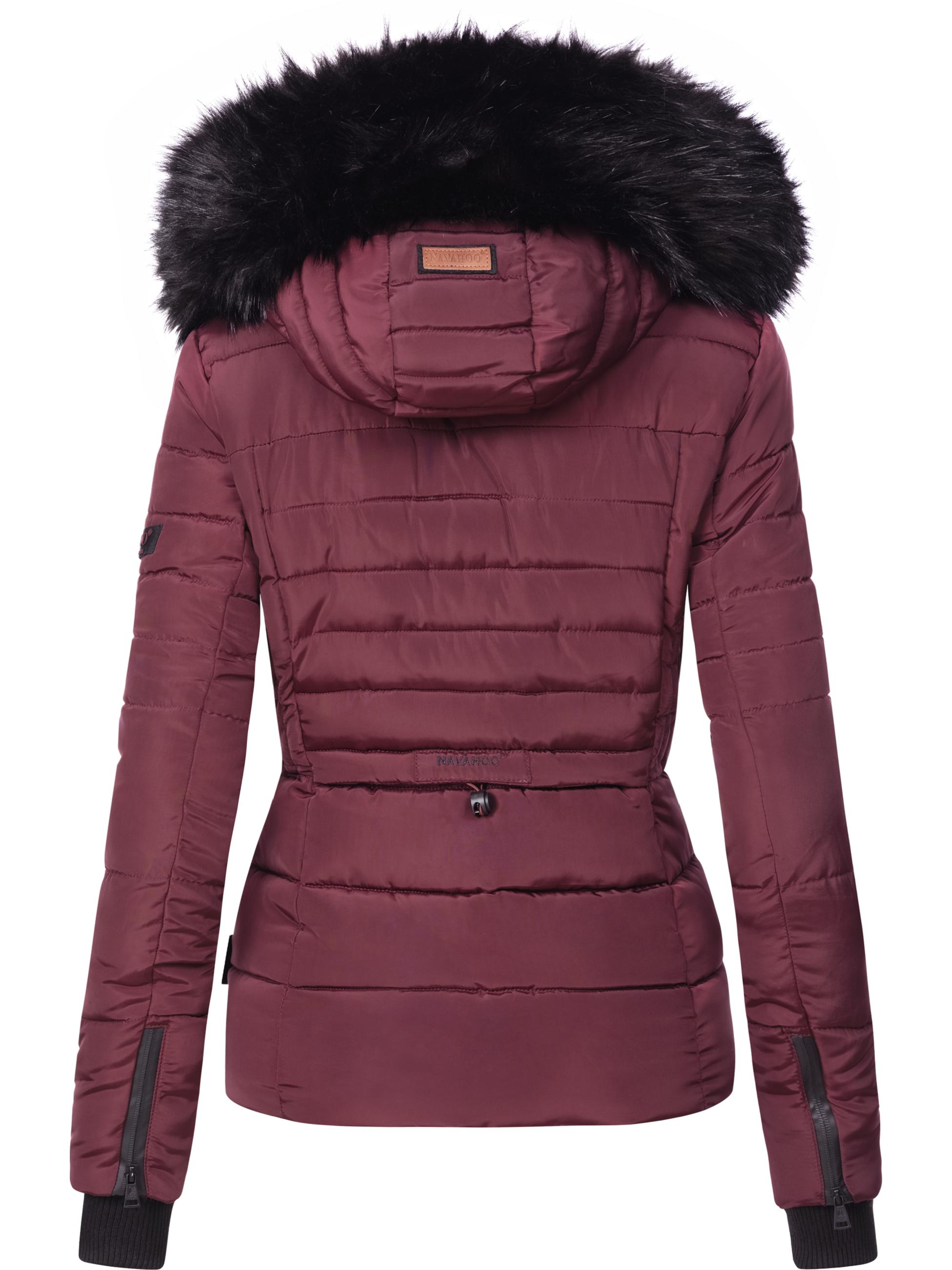 Kurze Winter Steppjacke mit Kapuze "Adele" Weinrot