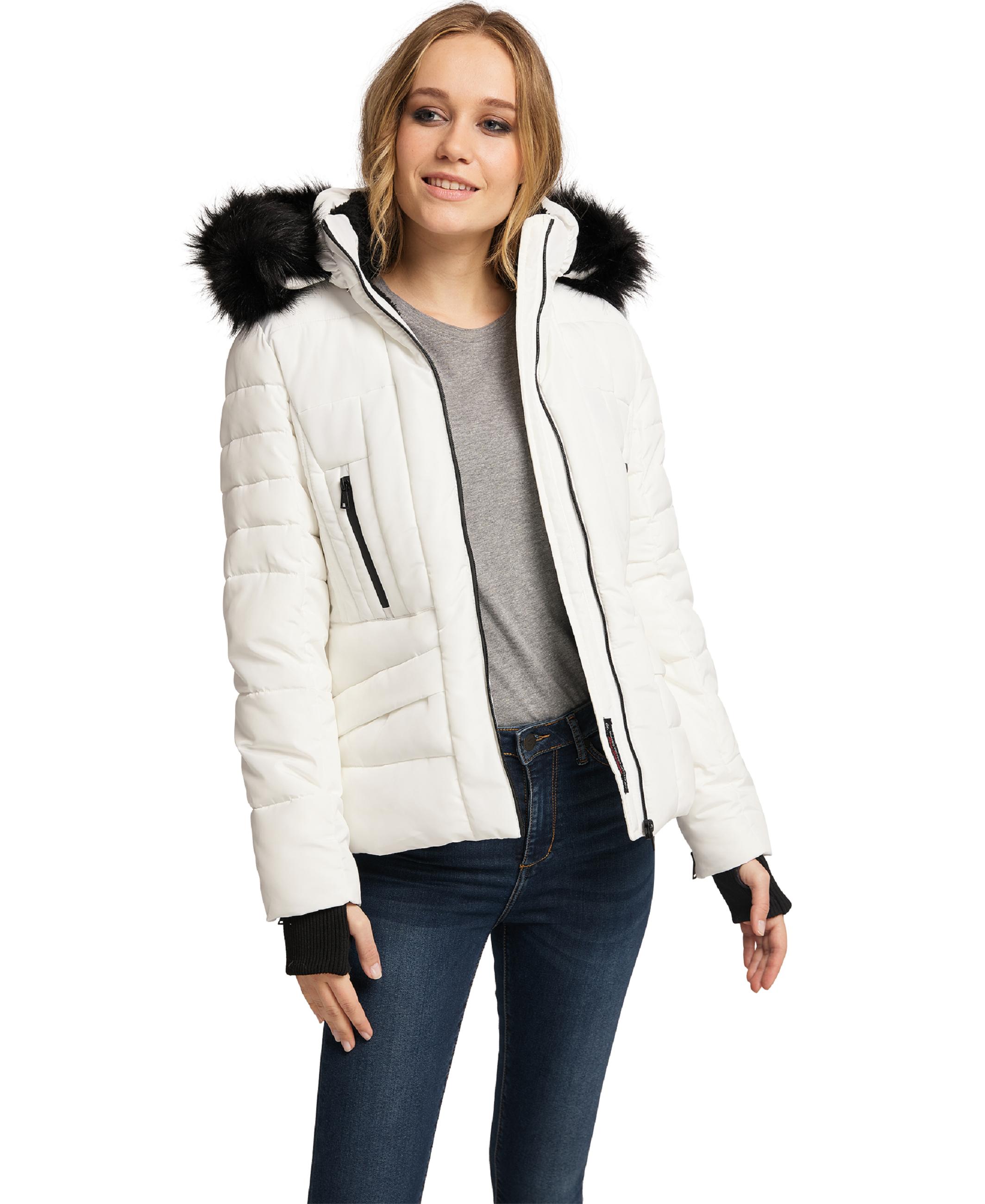 Kurze Winter Steppjacke mit Kapuze "Adele" White