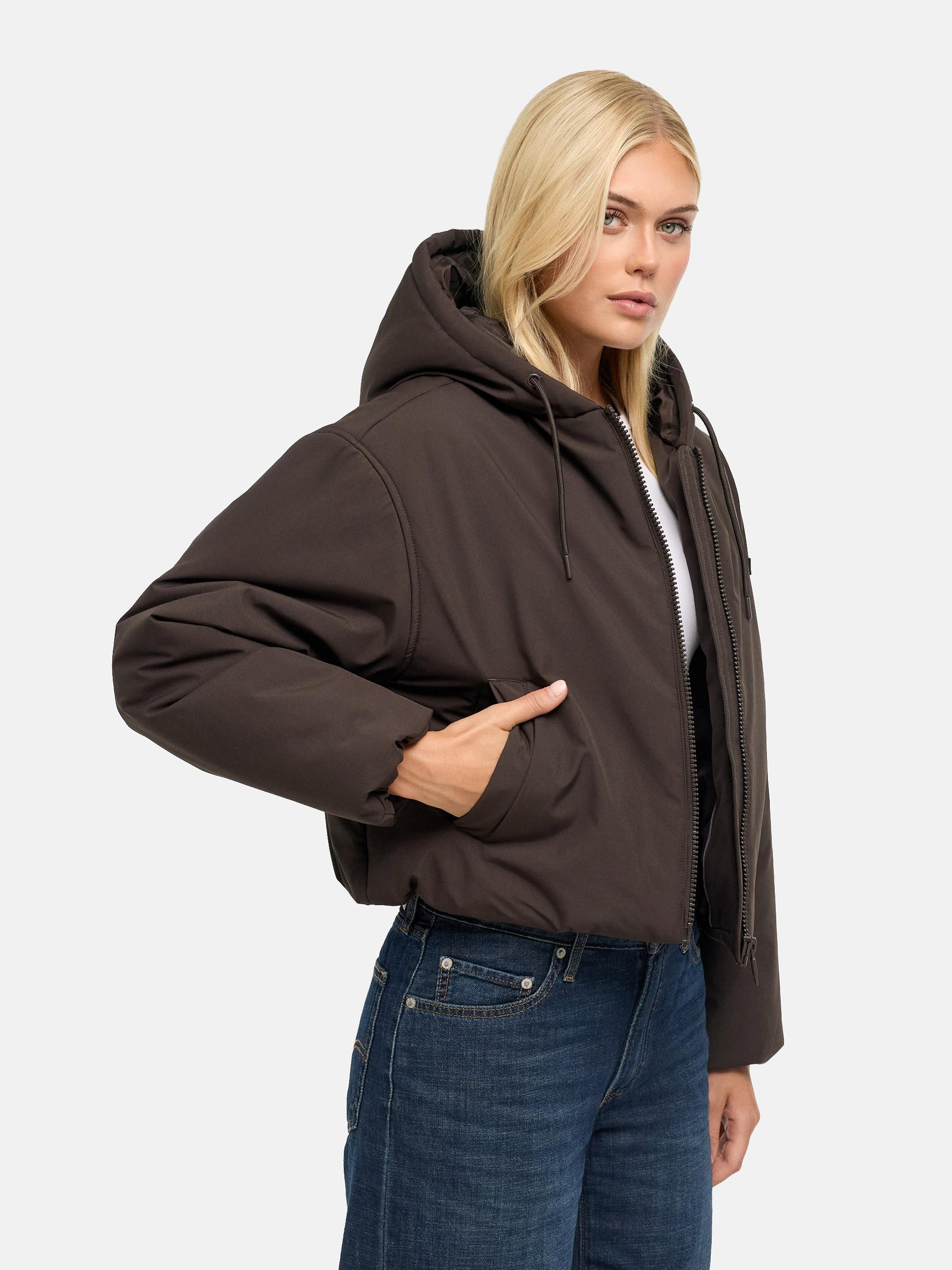 Kurze Jacke mit verstellbarem Saum "Biscuitaa 14" Choco