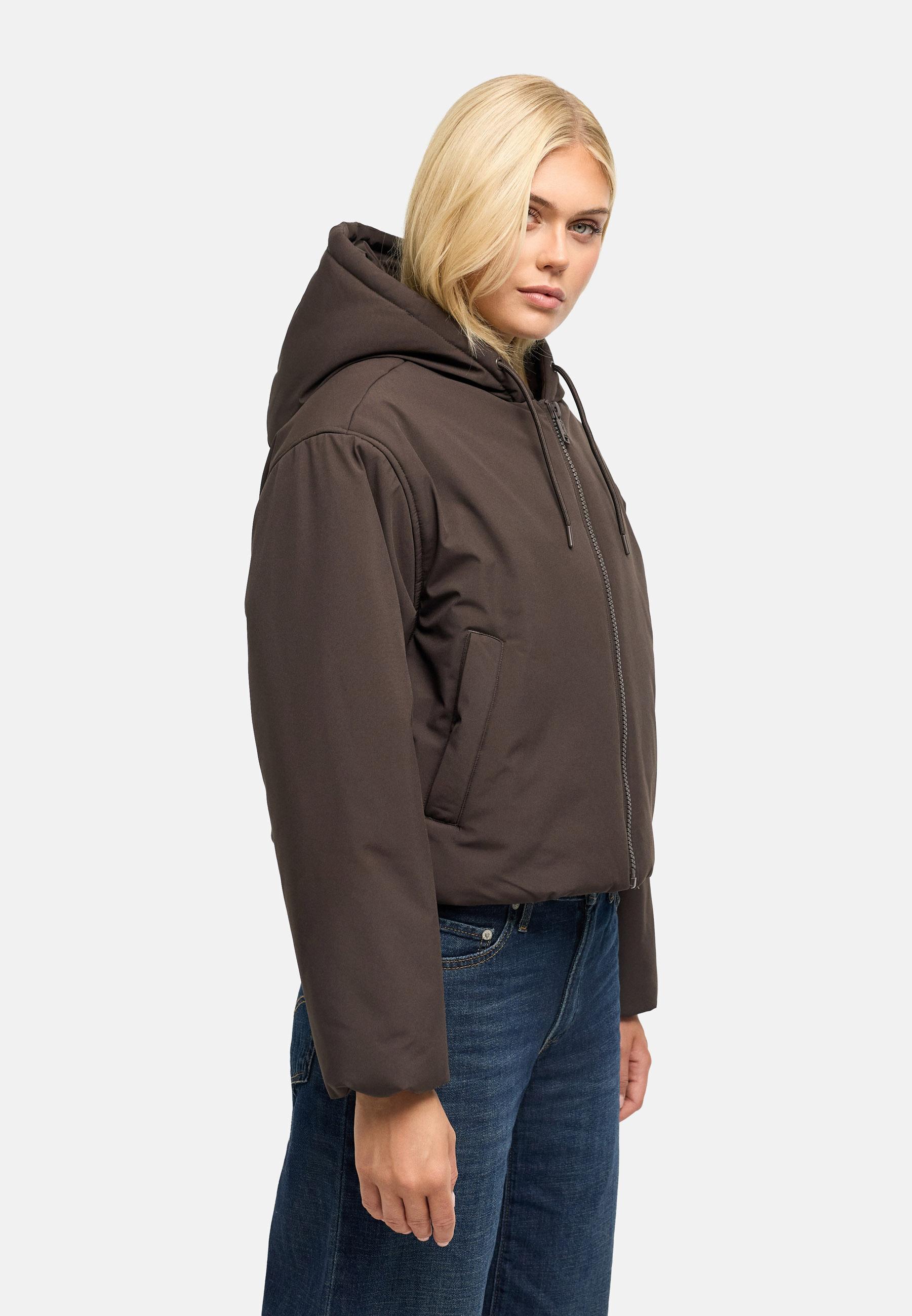 Kurze Jacke mit verstellbarem Saum "Biscuitaa 14" Choco