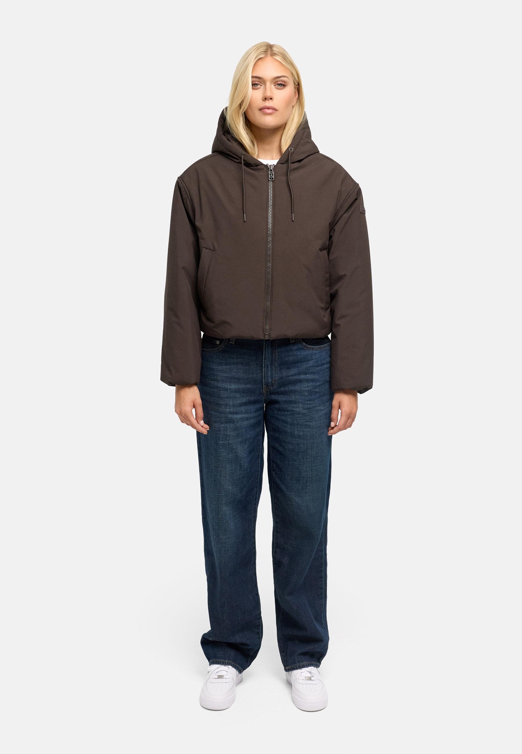 Kurze Jacke mit verstellbarem Saum "Biscuitaa 14" Choco