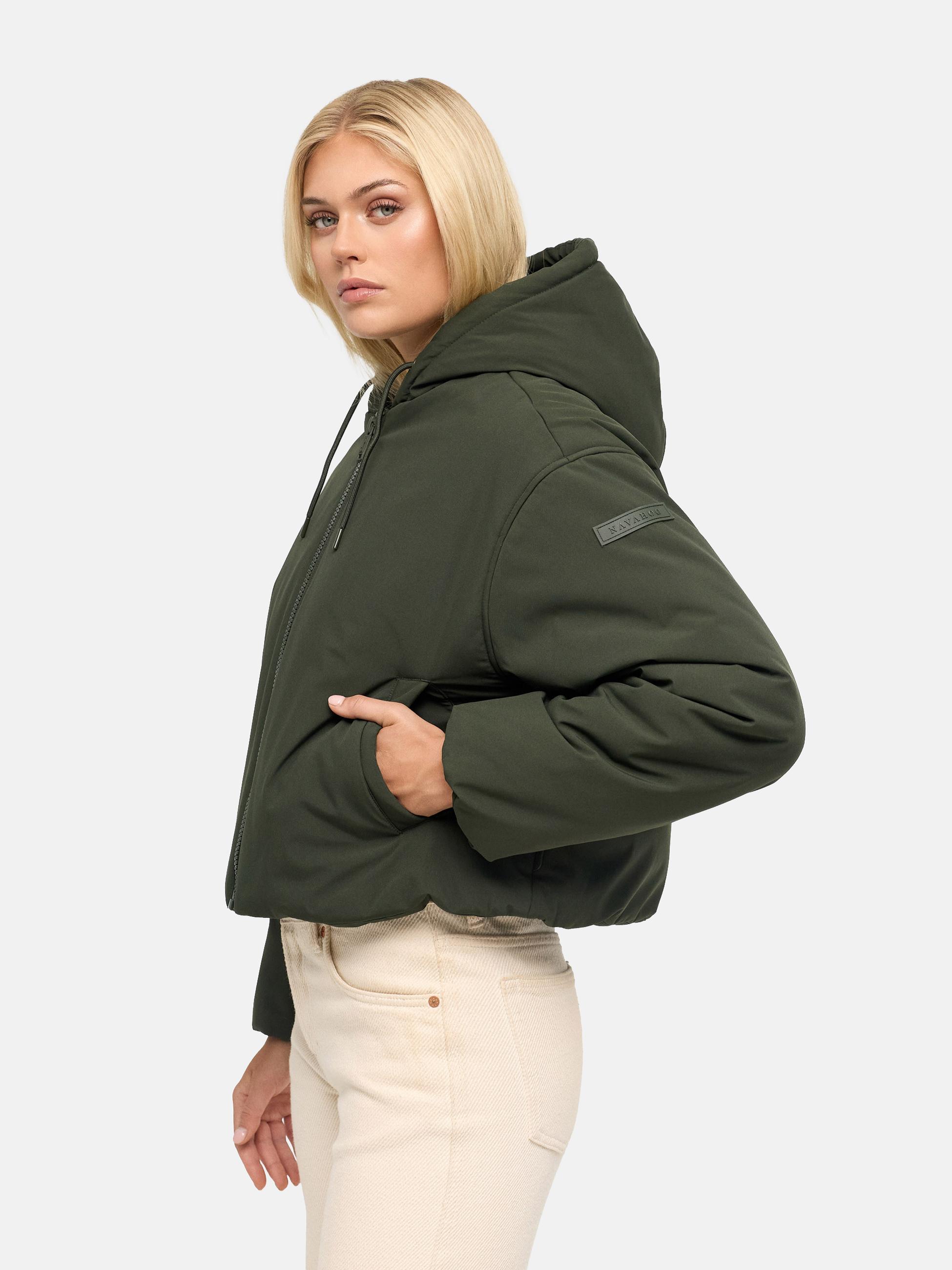 Kurze Jacke mit verstellbarem Saum "Biscuitaa 14" Dark Olive