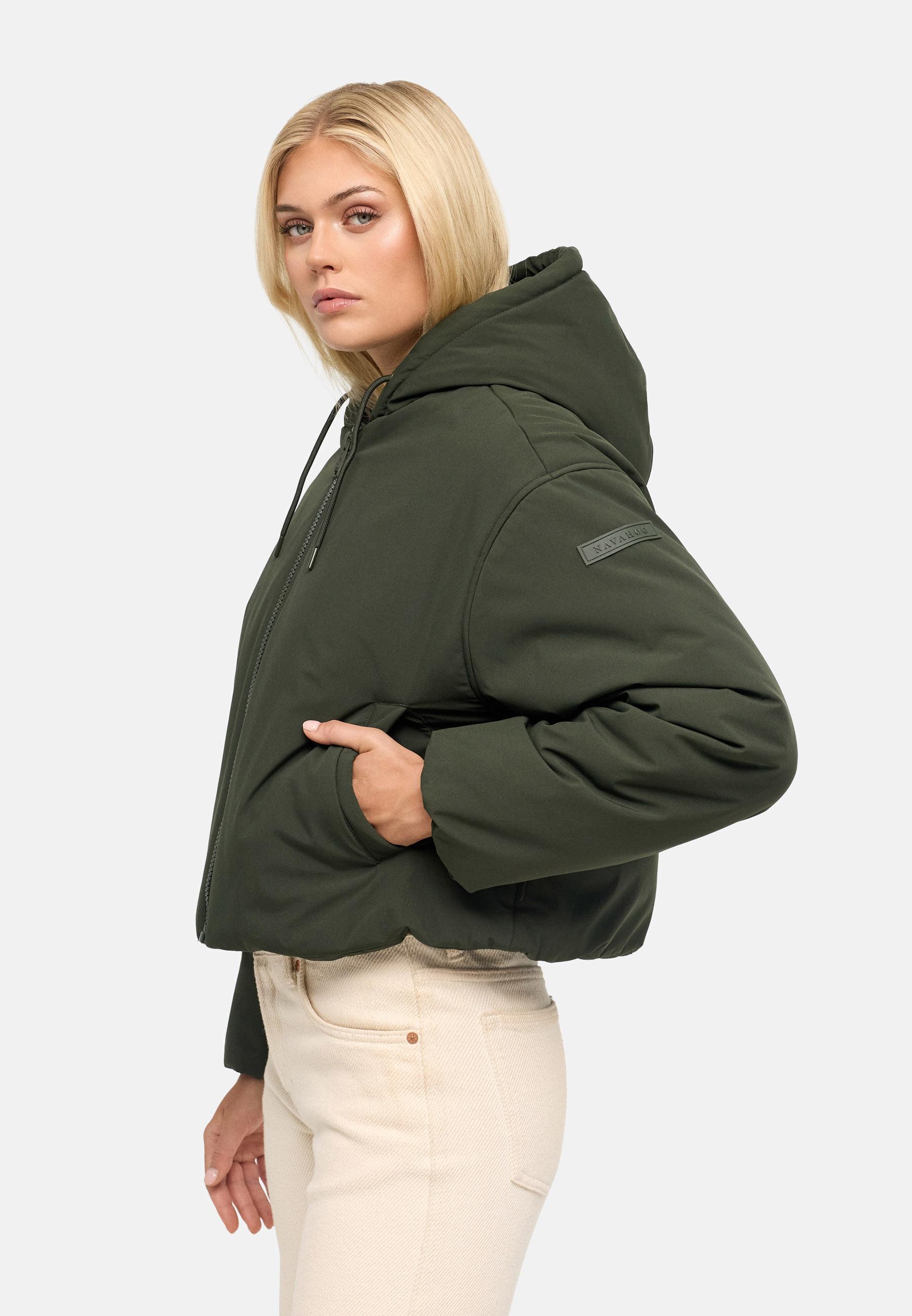 Kurze Jacke mit verstellbarem Saum "Biscuitaa 14" Dark Olive