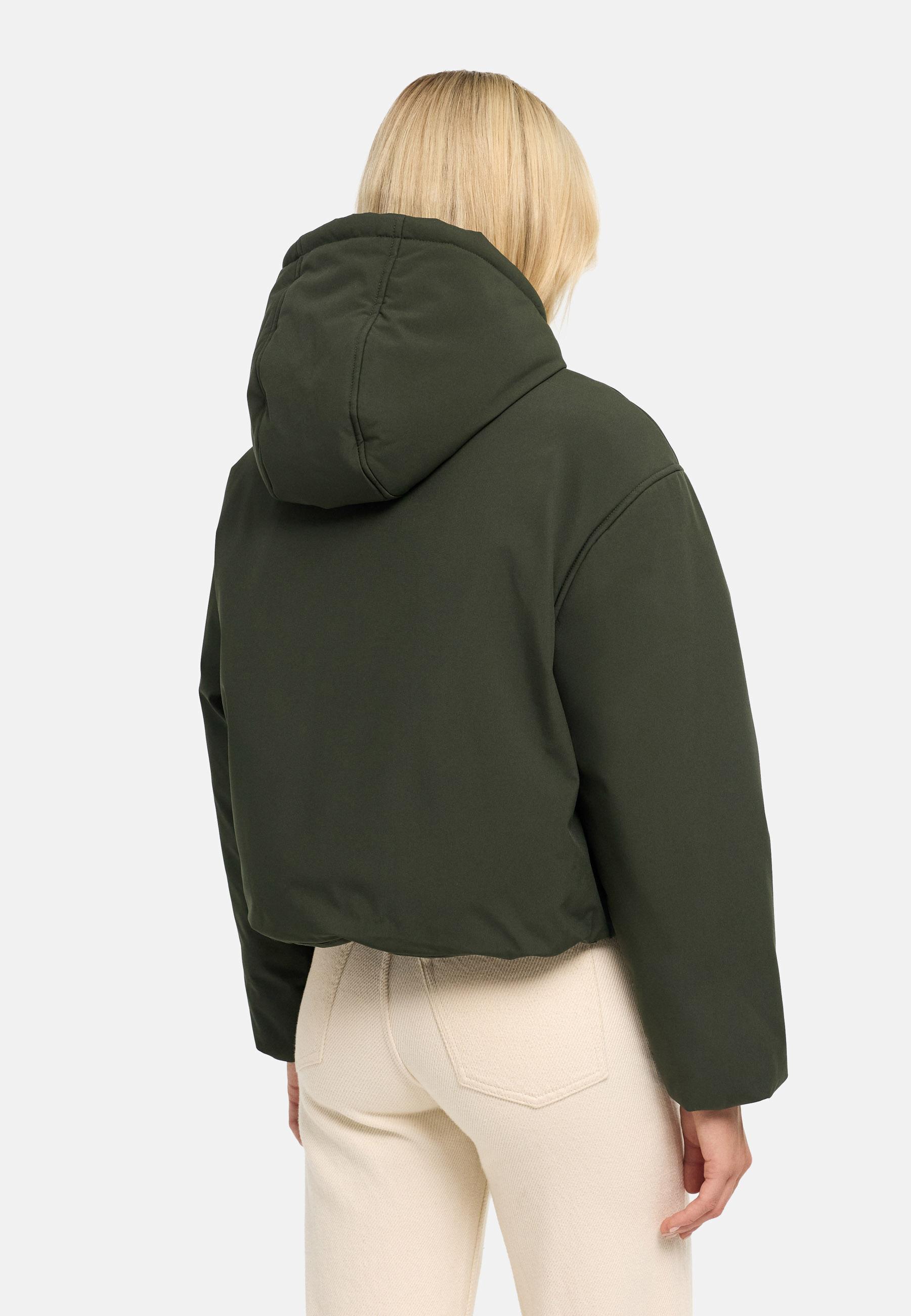 Kurze Jacke mit verstellbarem Saum "Biscuitaa 14" Dark Olive