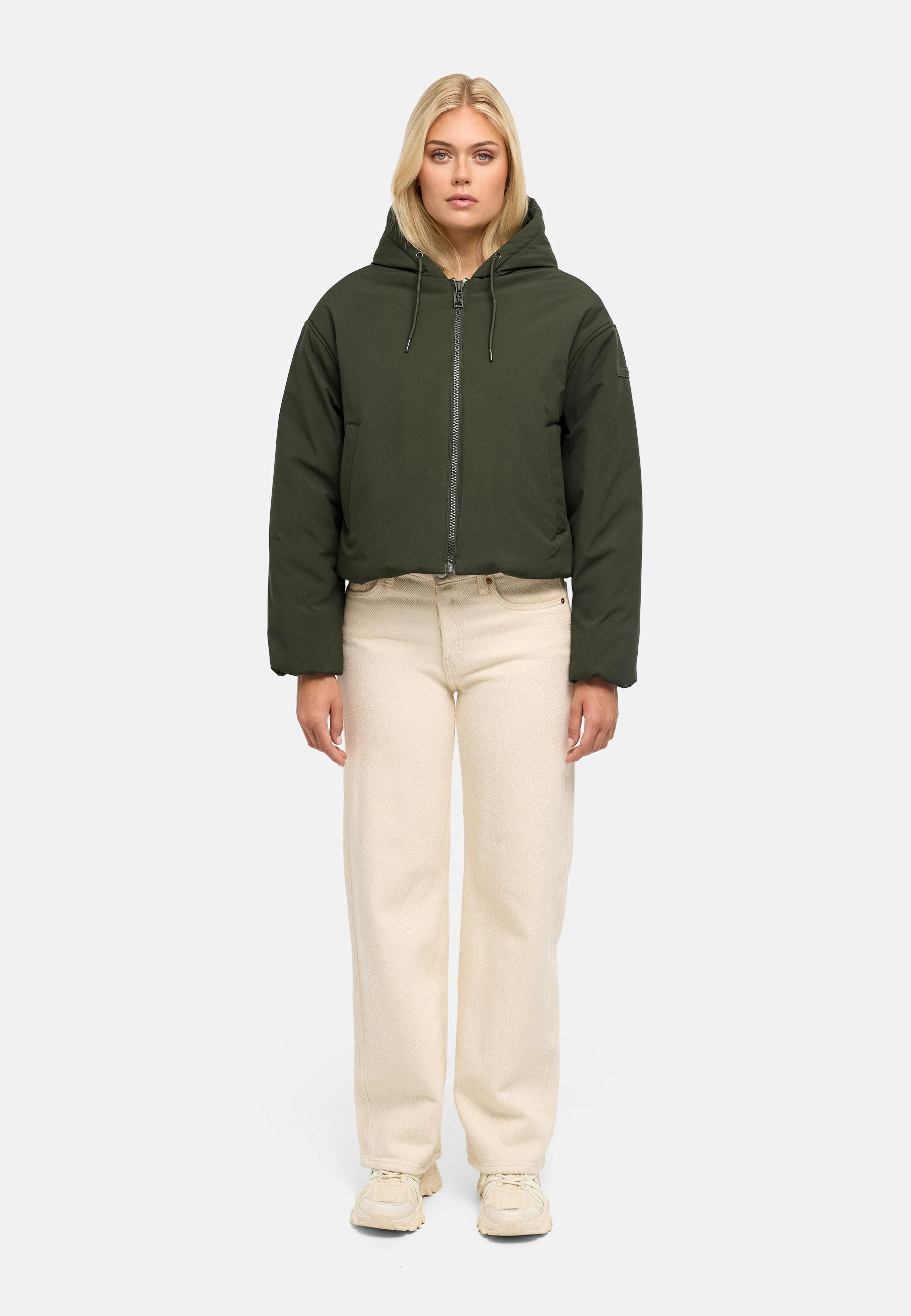 Kurze Jacke mit verstellbarem Saum "Biscuitaa 14" Dark Olive