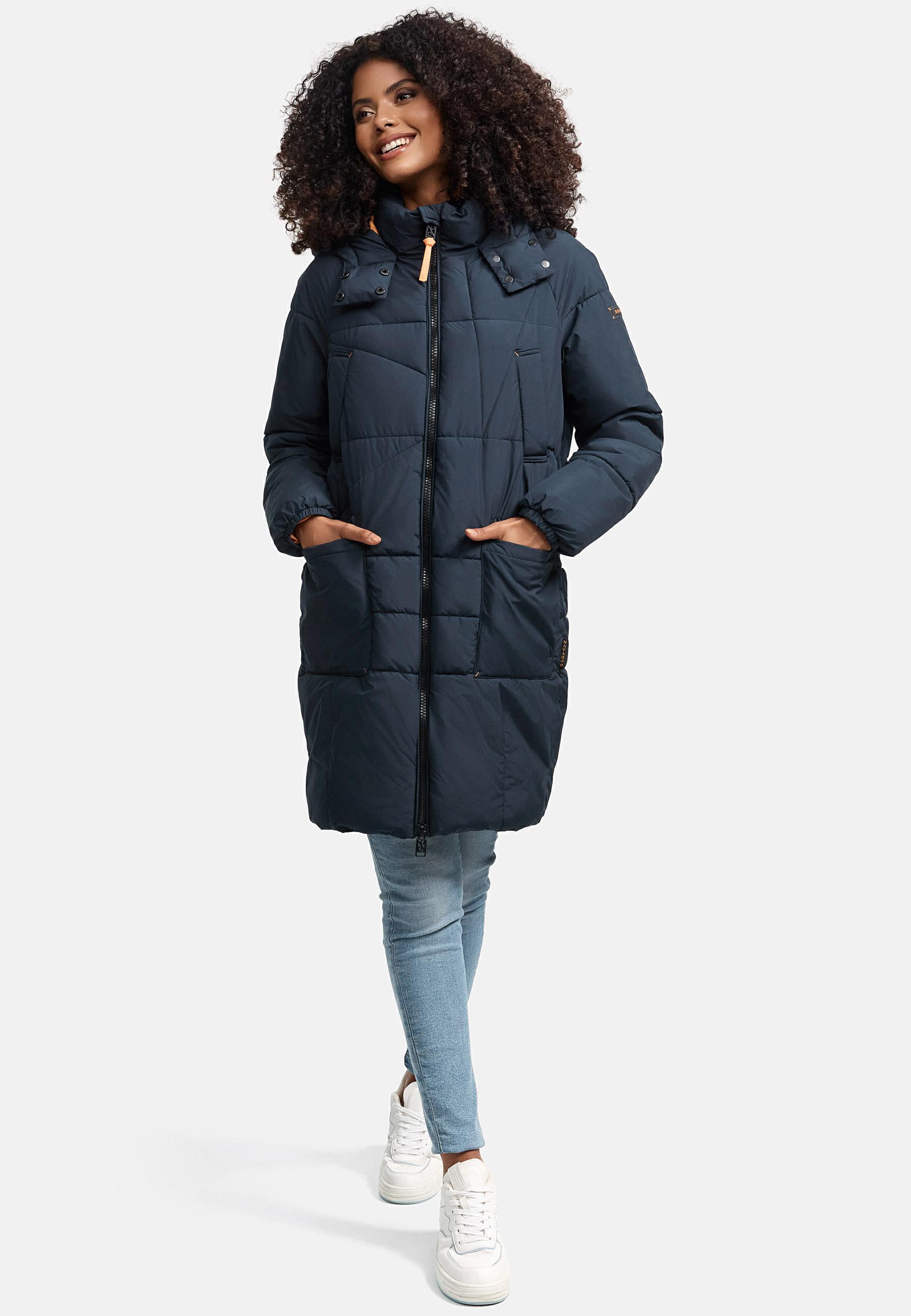 Warmer Wintermantel mit Kapuze "Bliblablubb 14" Navy