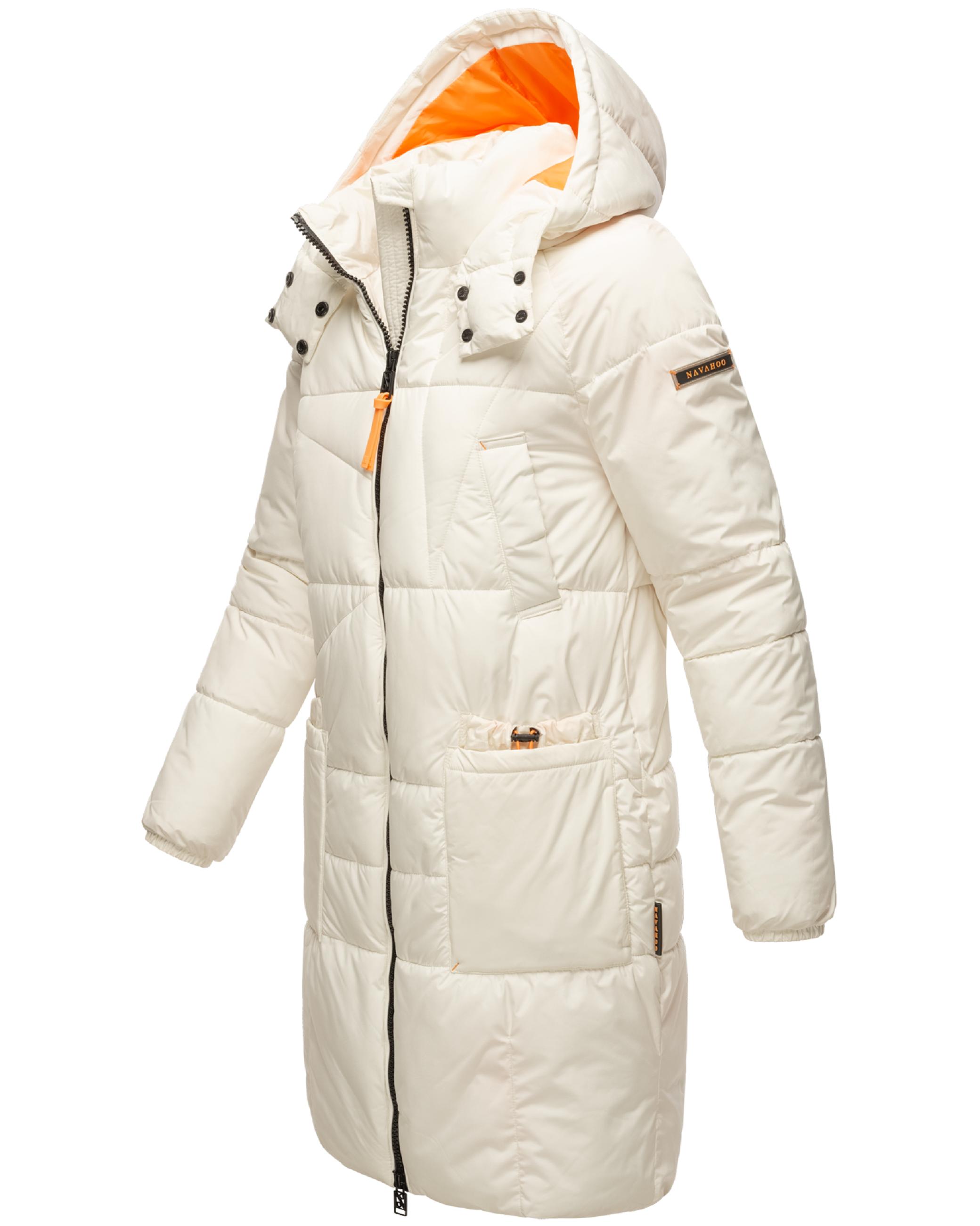 Warmer Wintermantel mit Kapuze "Bliblablubb 14" Off White