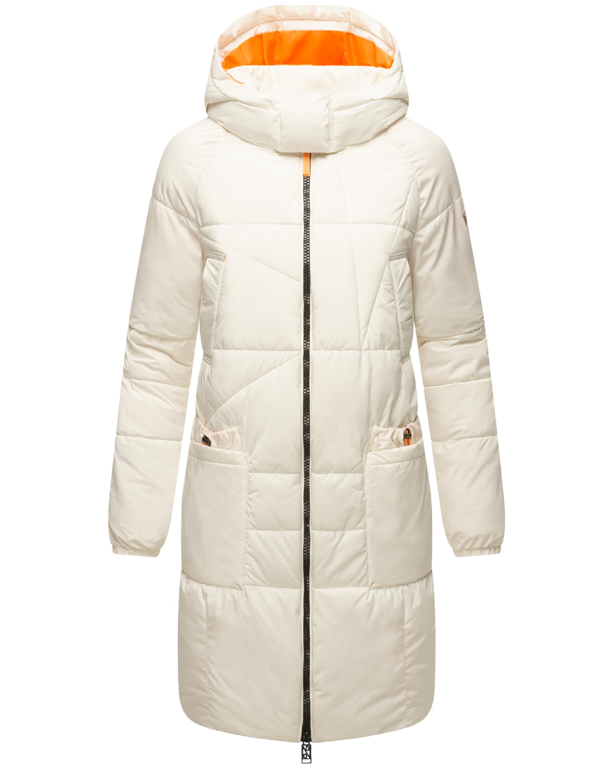 Warmer Wintermantel mit Kapuze "Bliblablubb 14" Off White