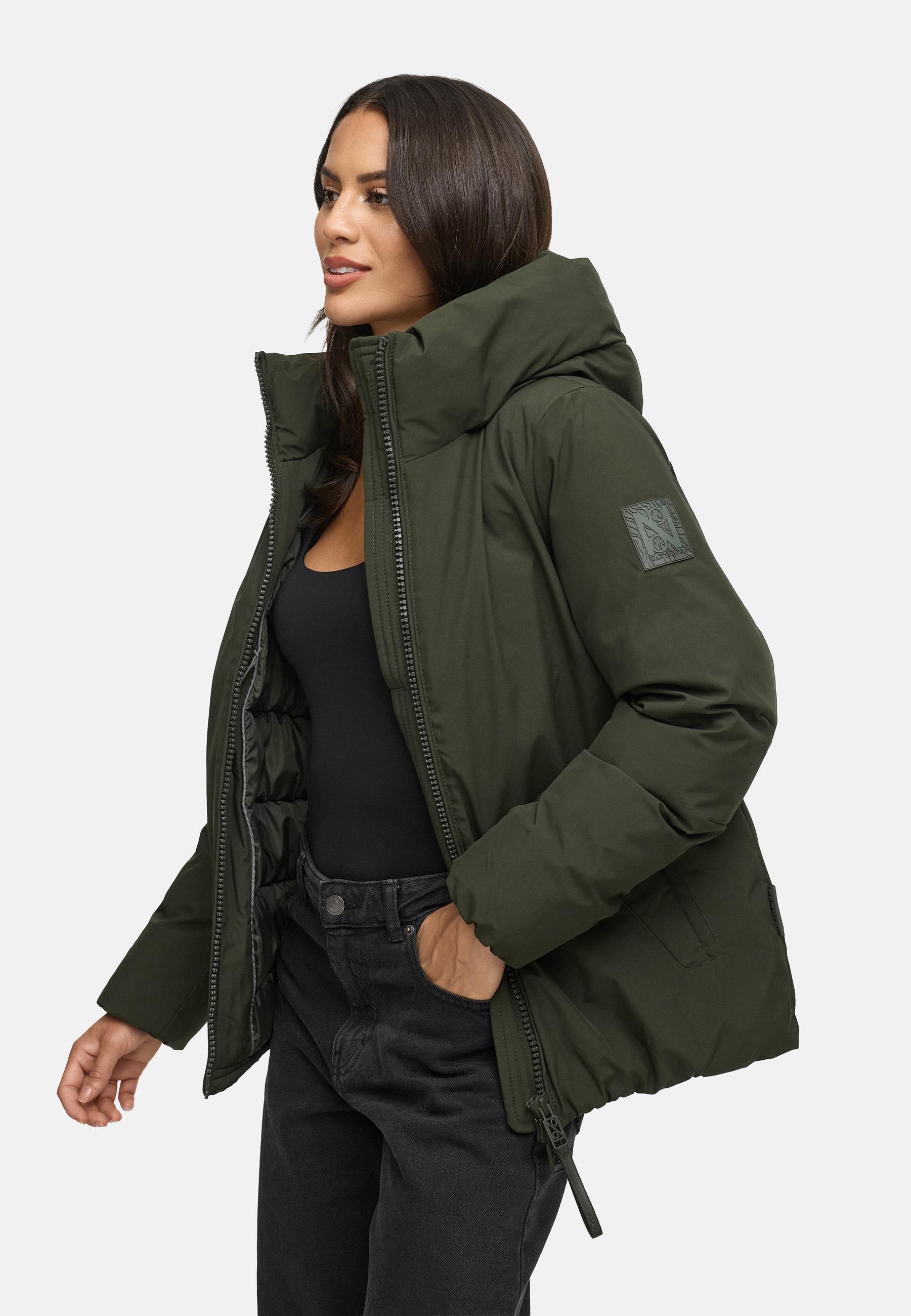 Winterjacke mit Kapuze "Blütenlicht 14" Dark Olive