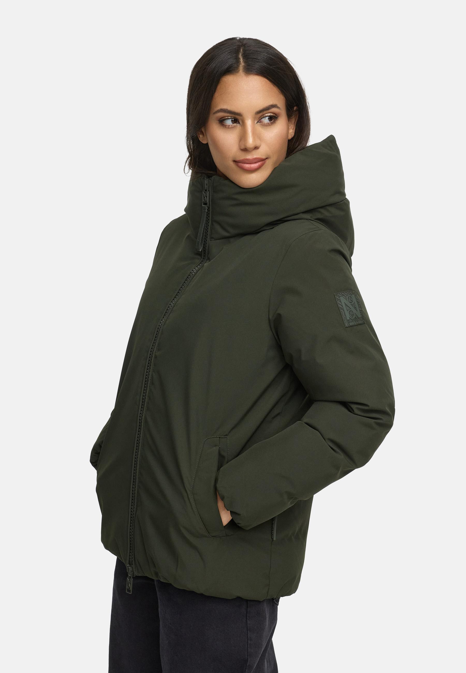 Winterjacke mit Kapuze "Blütenlicht 14" Dark Olive