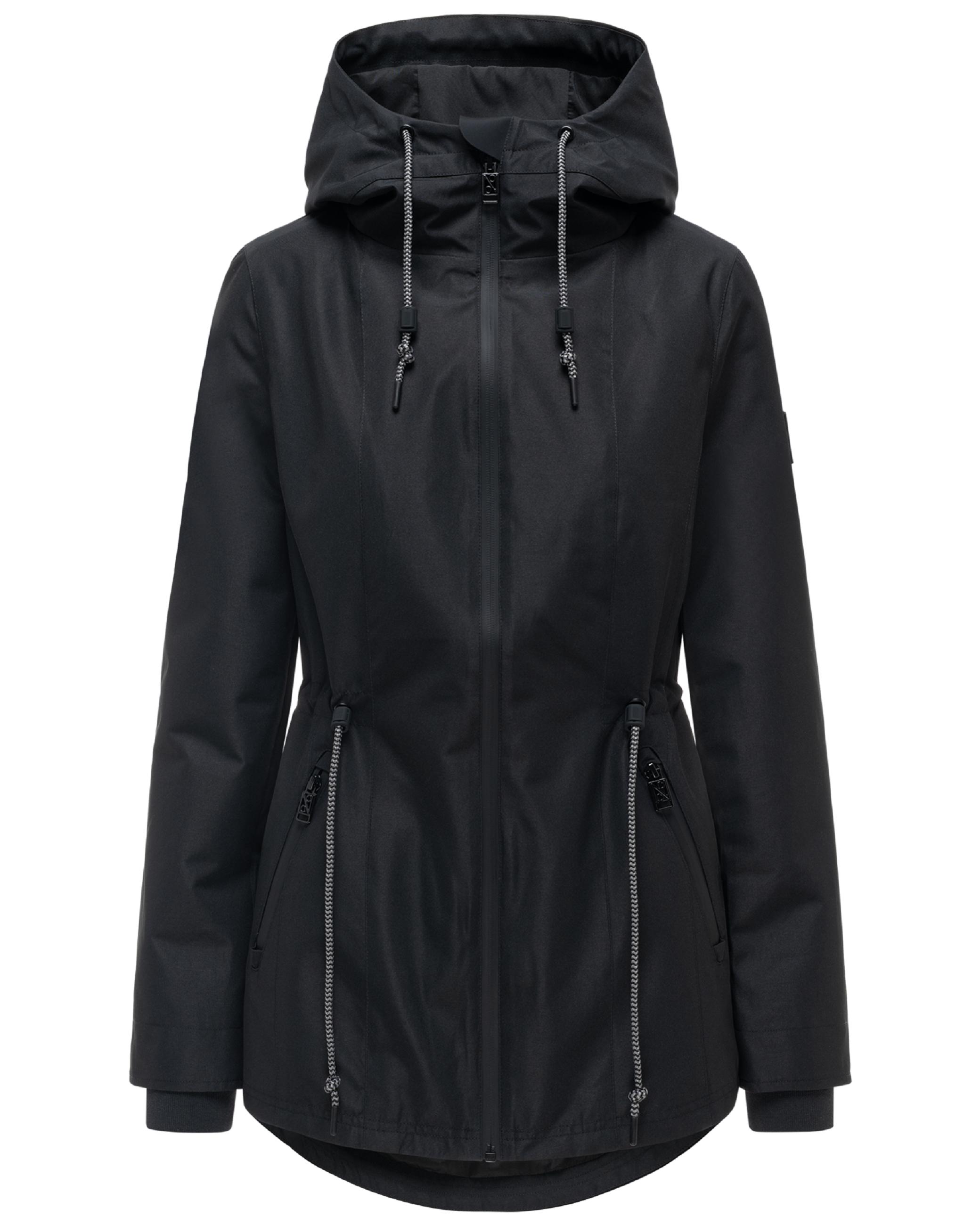 Übergangsjacke mit verstellbarer Kapuze "Blumentanz 14" Black