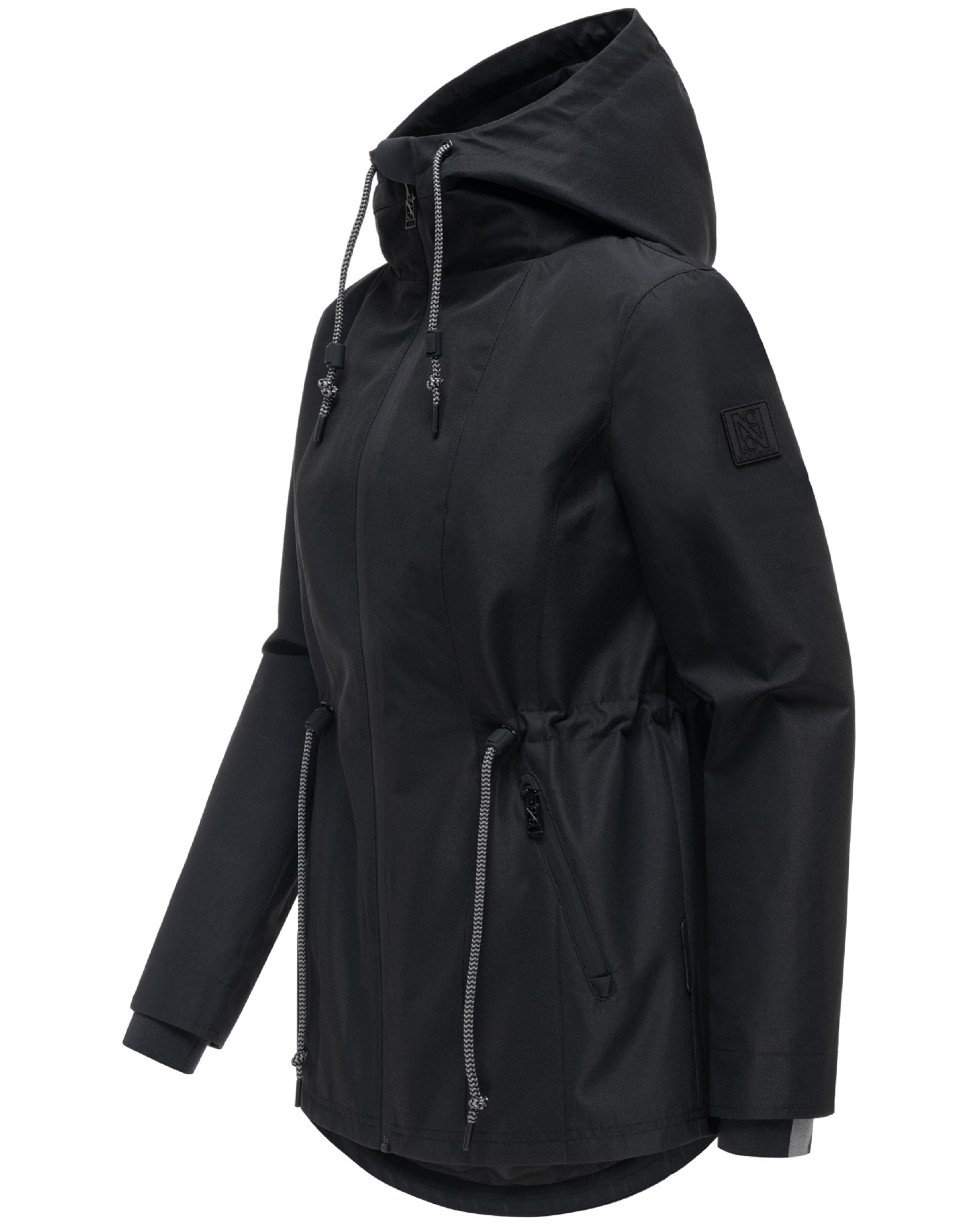 Übergangsjacke mit verstellbarer Kapuze "Blumentanz 14" Black