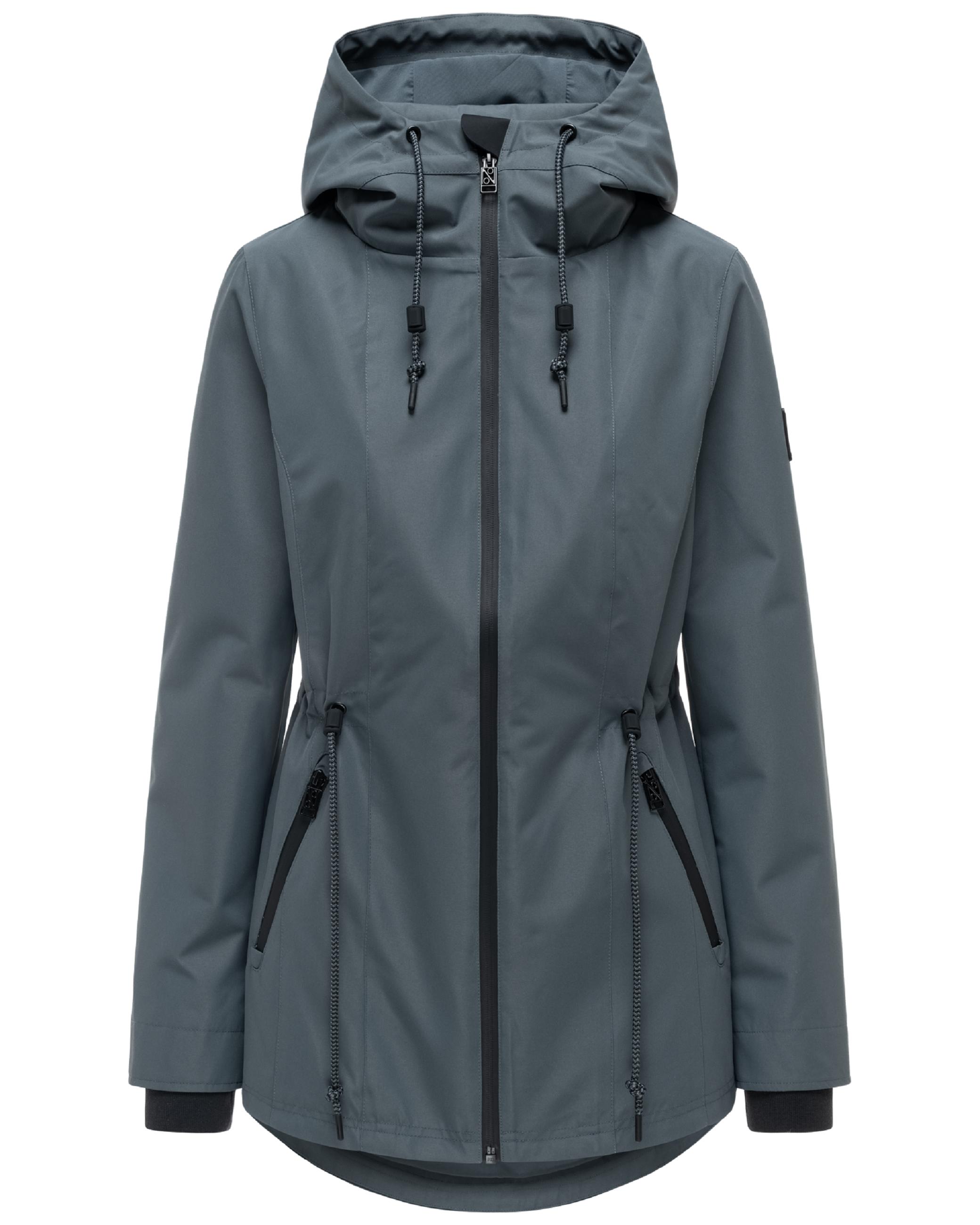 Wasserdichte Übergangsjacke mit verstellbarer Kapuze "Blumentanz 14" Blue Grey