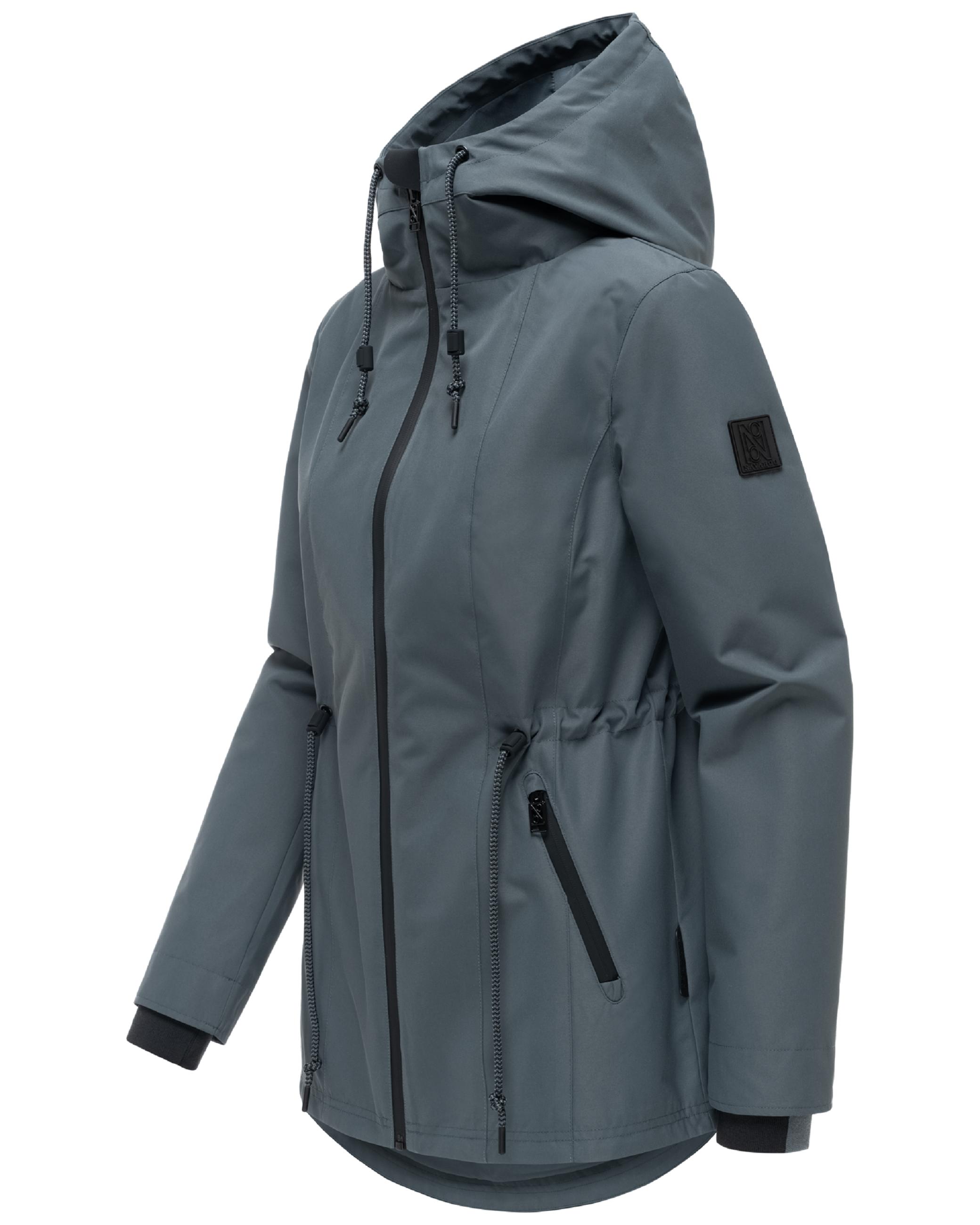 Wasserdichte Übergangsjacke mit verstellbarer Kapuze "Blumentanz 14" Blue Grey