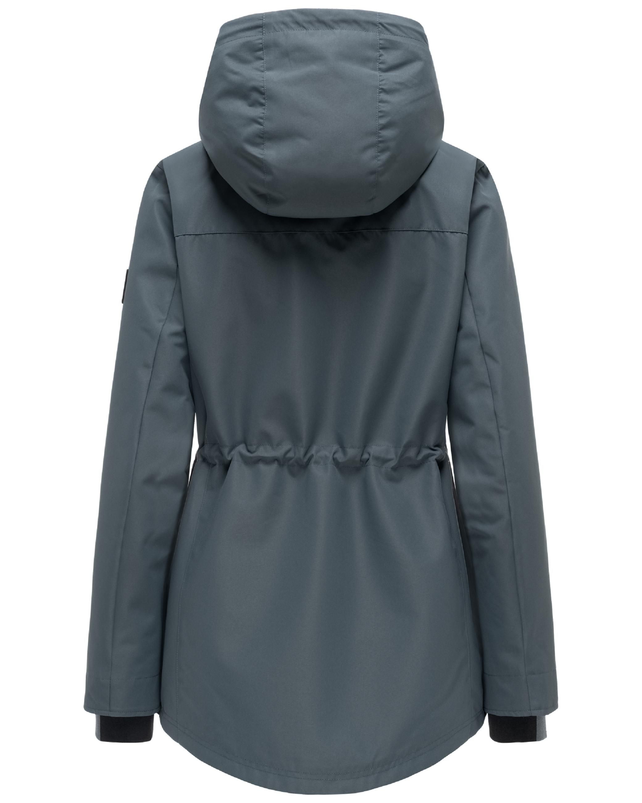 Wasserdichte Übergangsjacke mit verstellbarer Kapuze "Blumentanz 14" Blue Grey