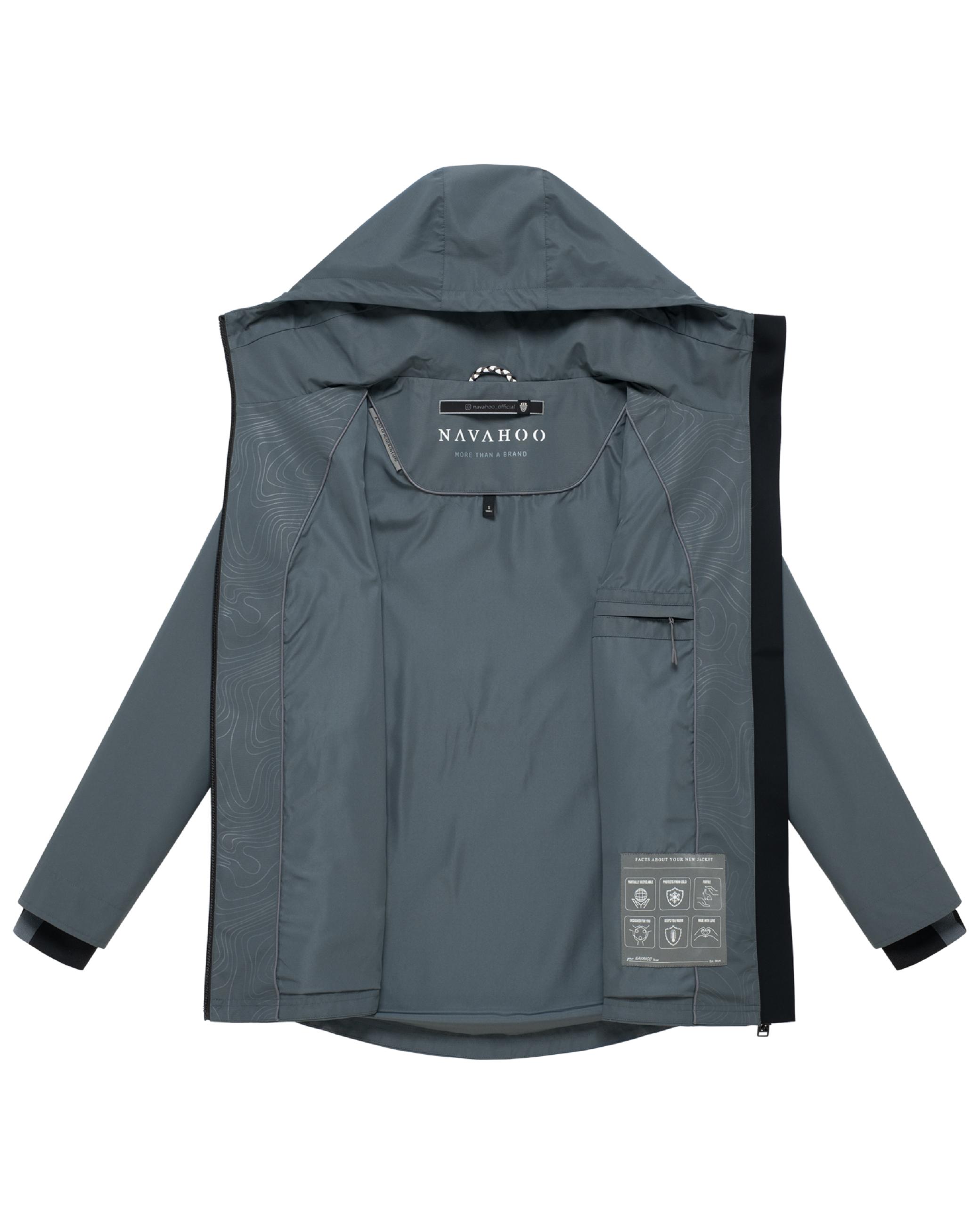 Wasserdichte Übergangsjacke mit verstellbarer Kapuze "Blumentanz 14" Blue Grey