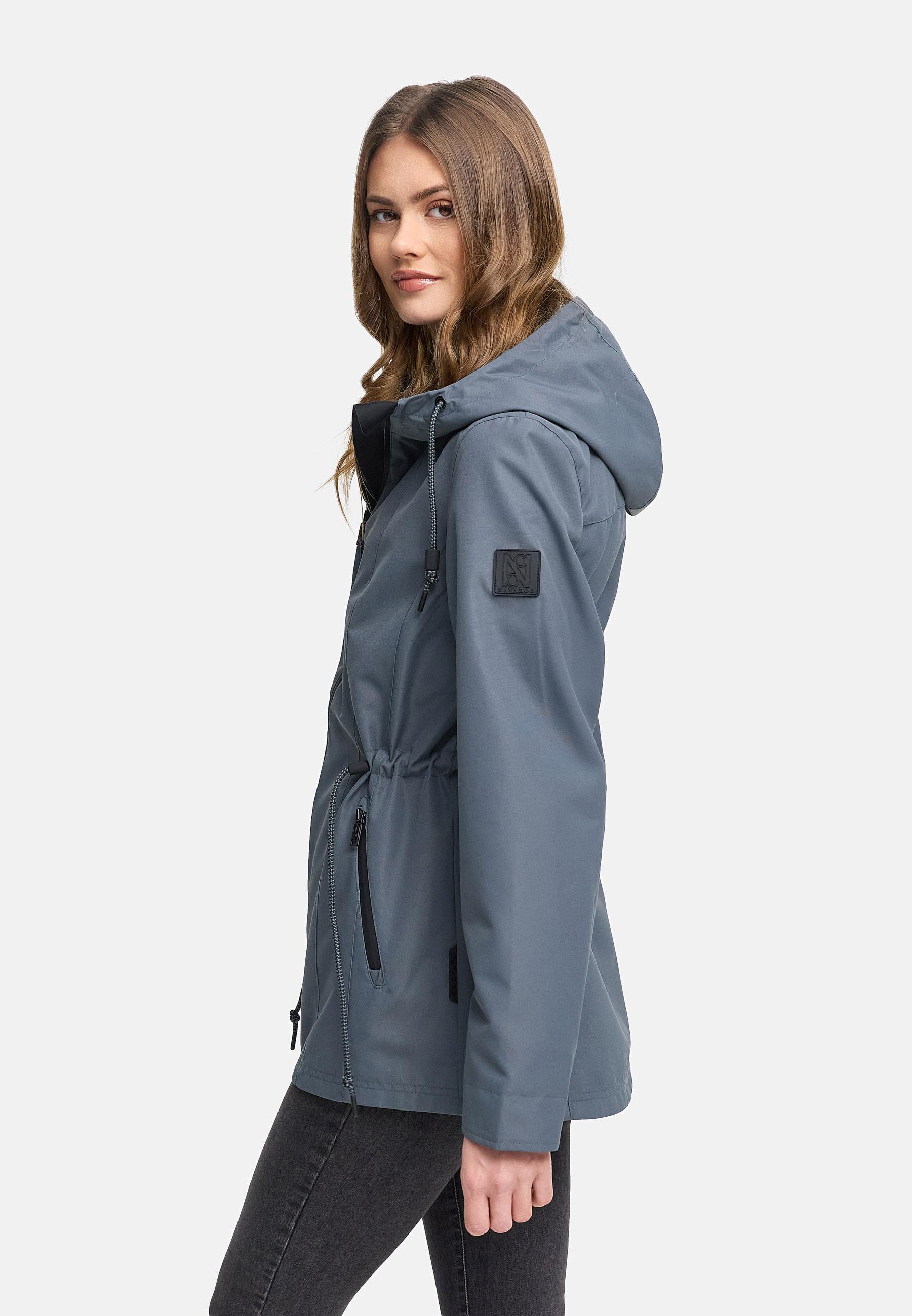Wasserdichte Übergangsjacke mit verstellbarer Kapuze "Blumentanz 14" Blue Grey