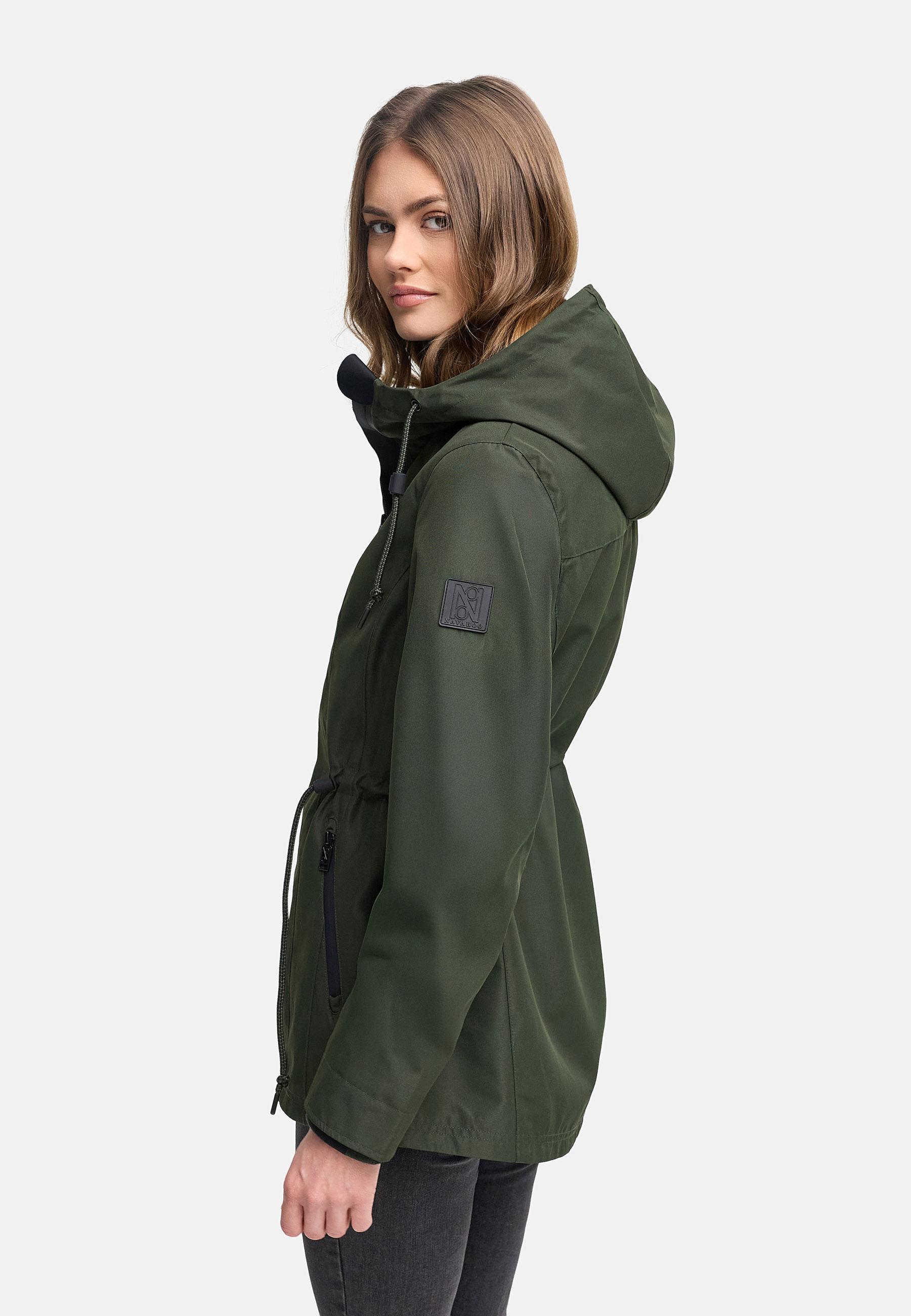 Wasserdichte Übergangsjacke mit verstellbarer Kapuze "Blumentanz 14" Dark Olive