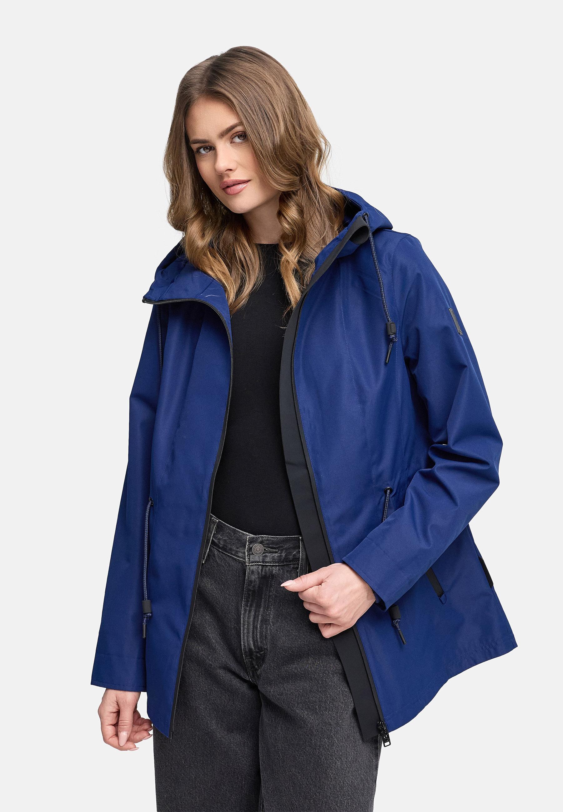 Wasserdichte Übergangsjacke mit verstellbarer Kapuze "Blumentanz 14" Navy
