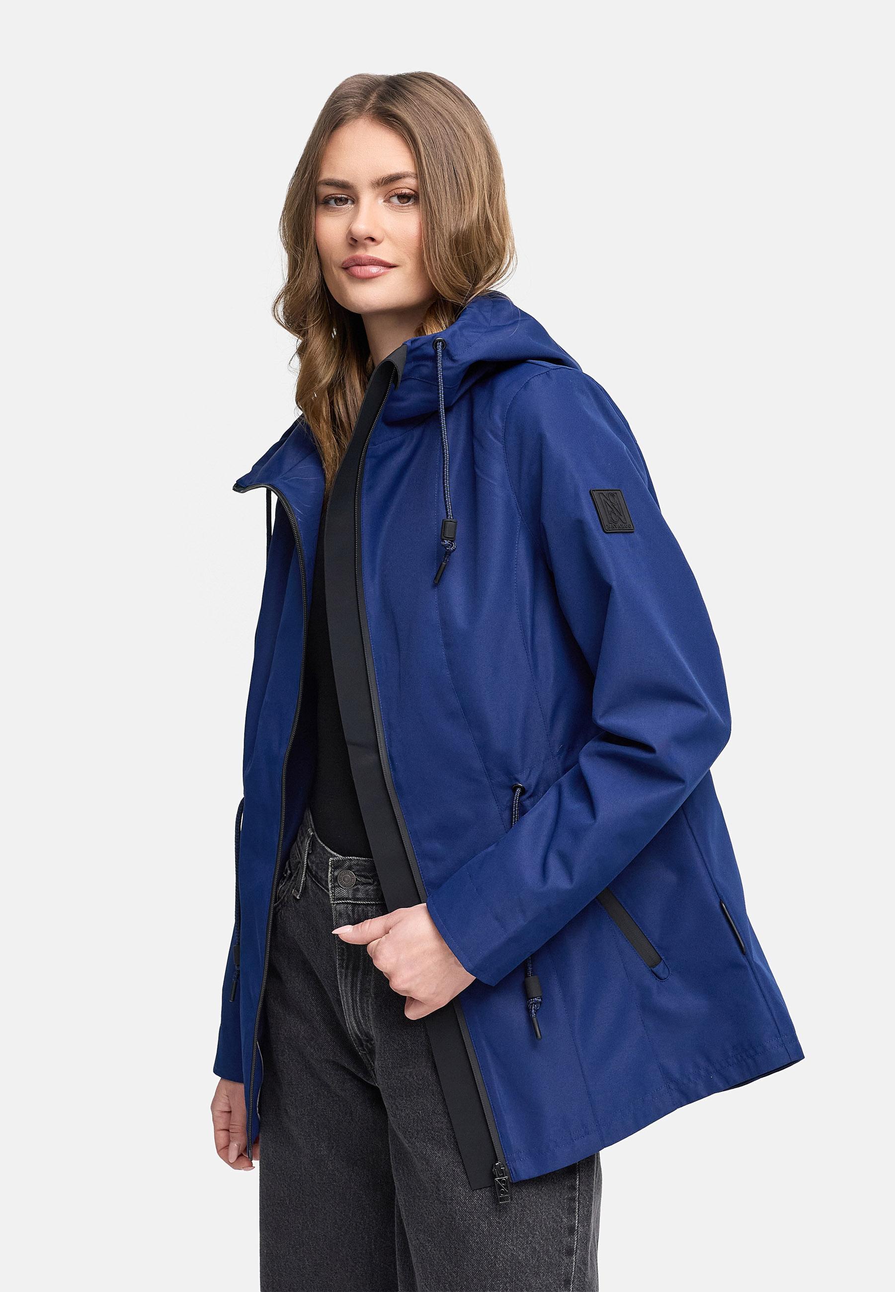 Wasserdichte Übergangsjacke mit verstellbarer Kapuze "Blumentanz 14" Navy