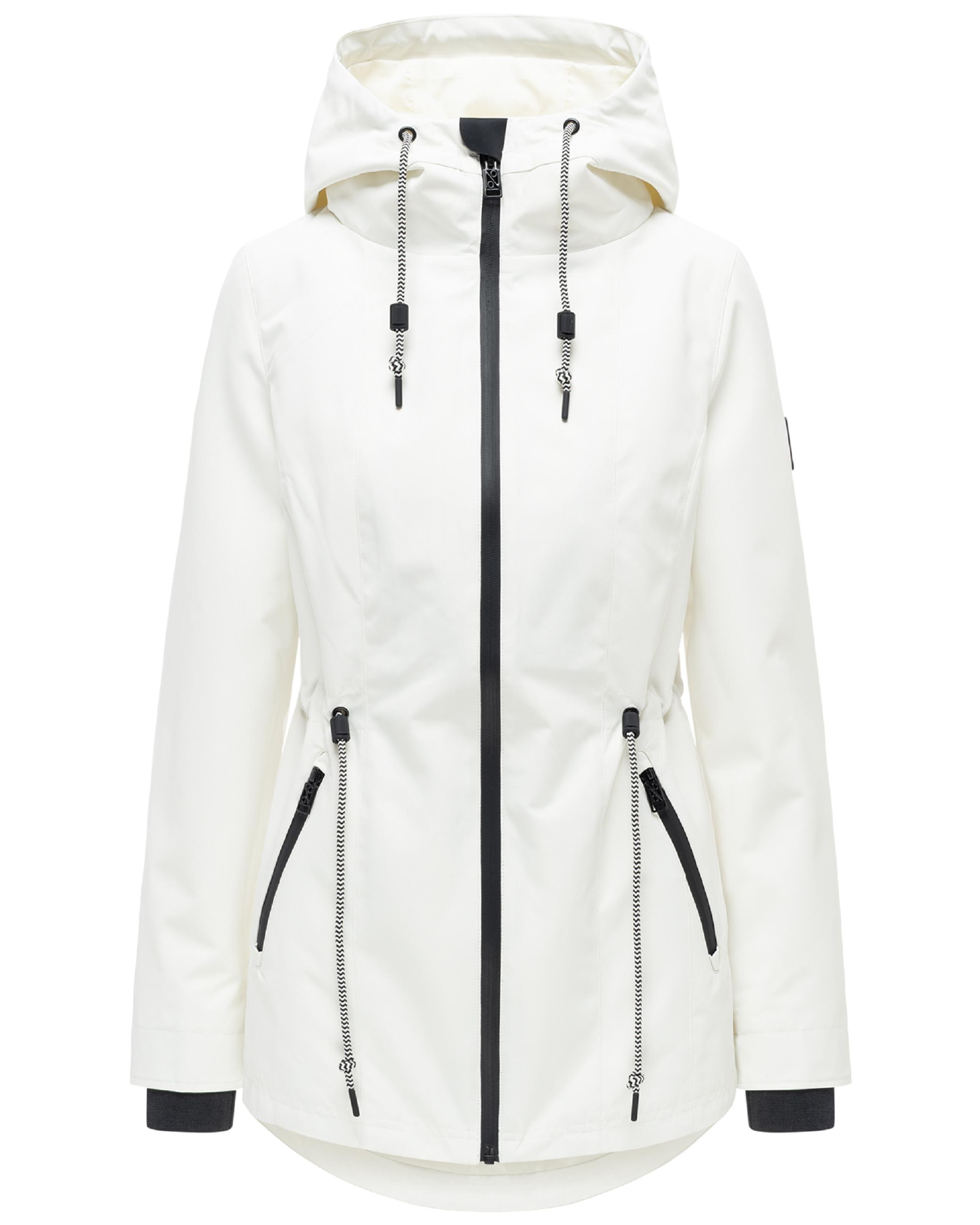 Wasserdichte Übergangsjacke mit verstellbarer Kapuze "Blumentanz 14" Offwhite