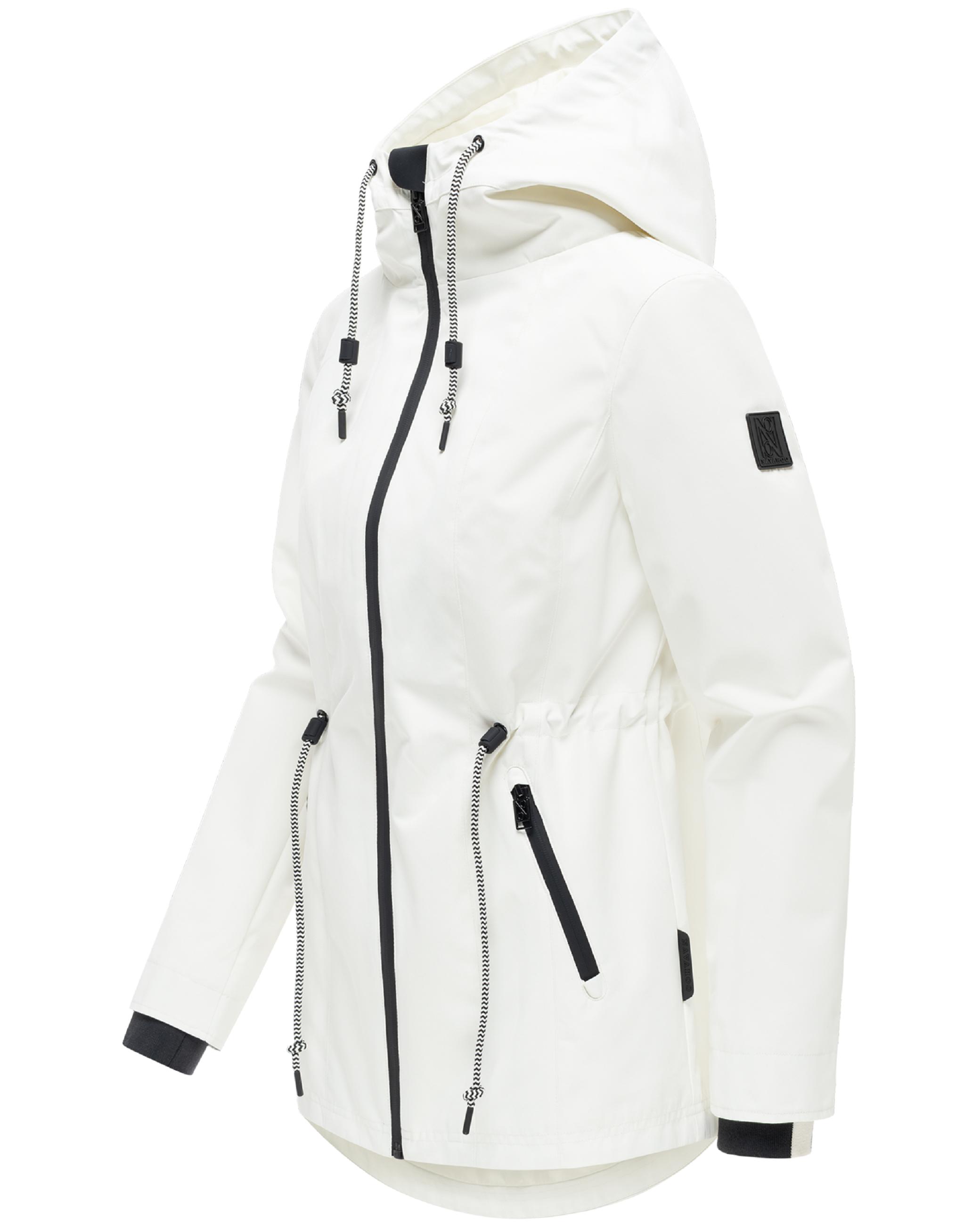 Wasserdichte Übergangsjacke mit verstellbarer Kapuze "Blumentanz 14" Offwhite