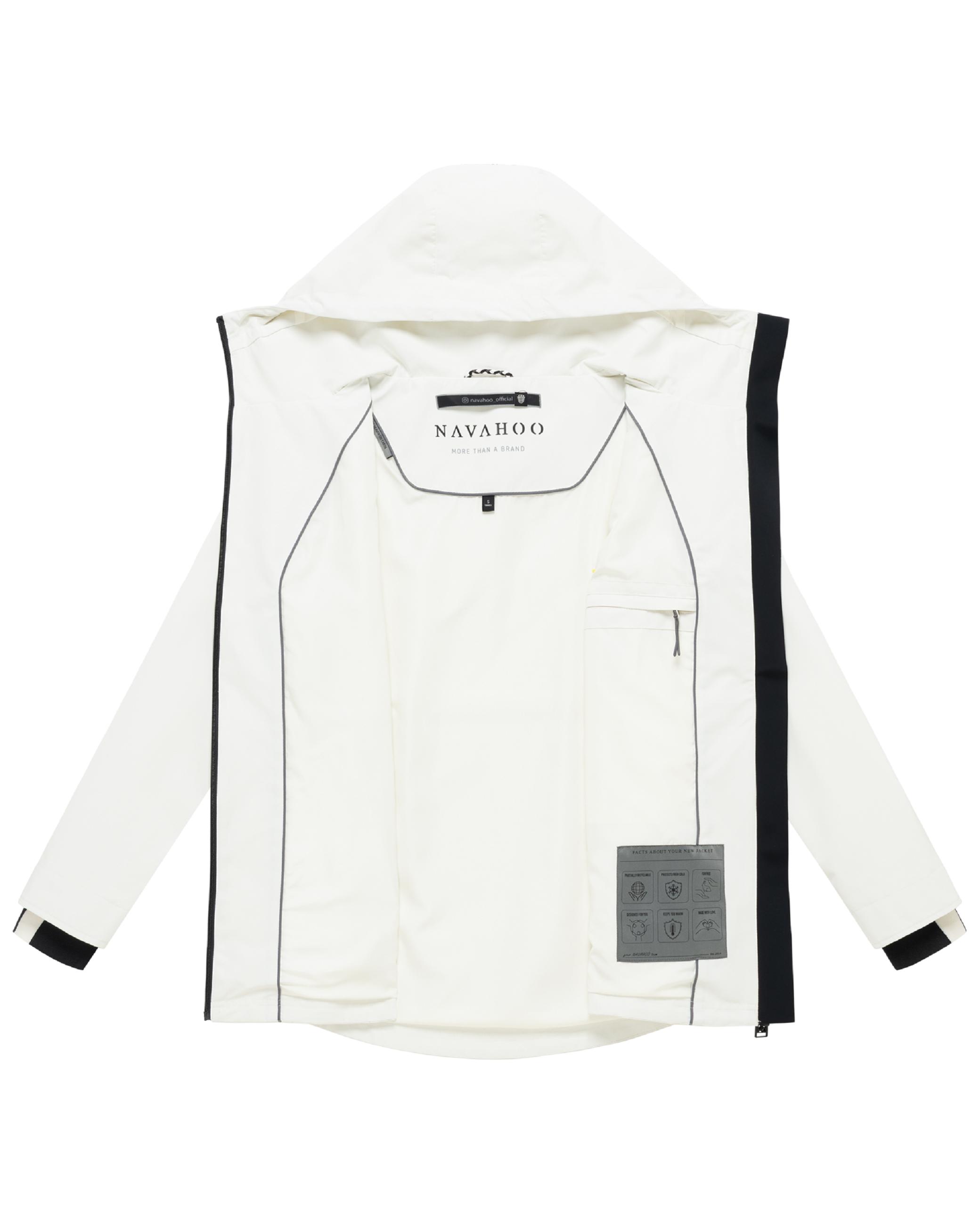 Wasserdichte Übergangsjacke mit verstellbarer Kapuze "Blumentanz 14" Offwhite