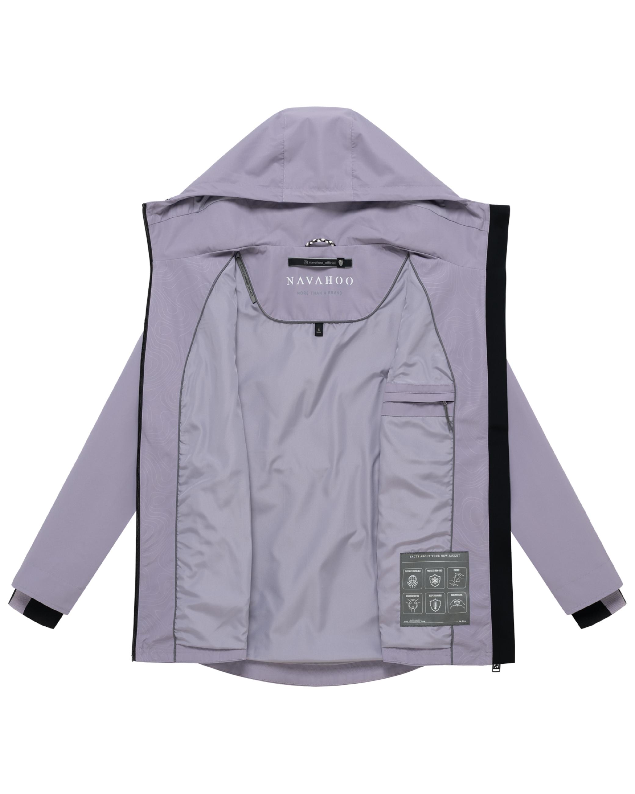 Wasserdichte Übergangsjacke mit verstellbarer Kapuze "Blumentanz 14" Powder Lilac