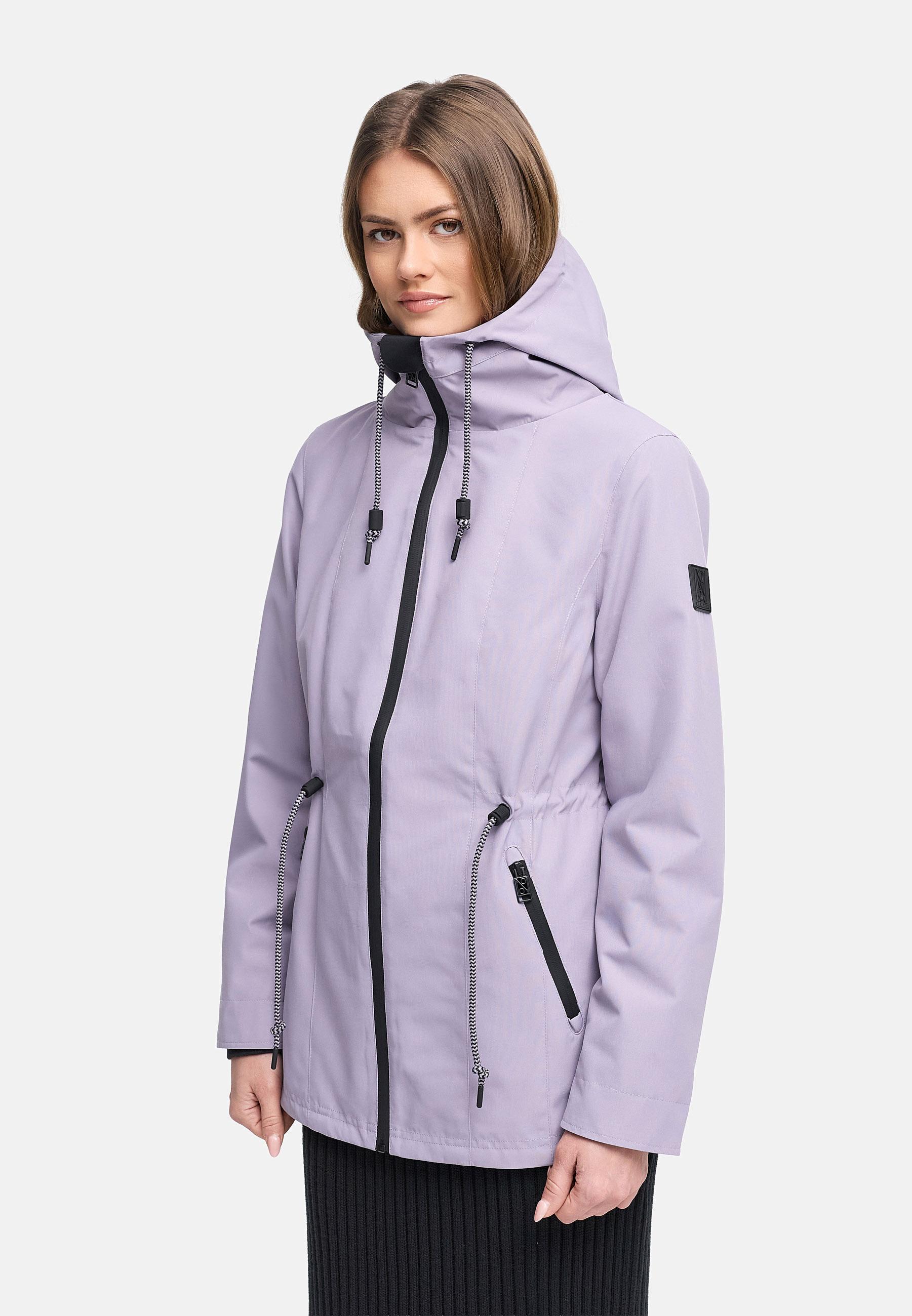 Wasserdichte Übergangsjacke mit verstellbarer Kapuze "Blumentanz 14" Powder Lilac
