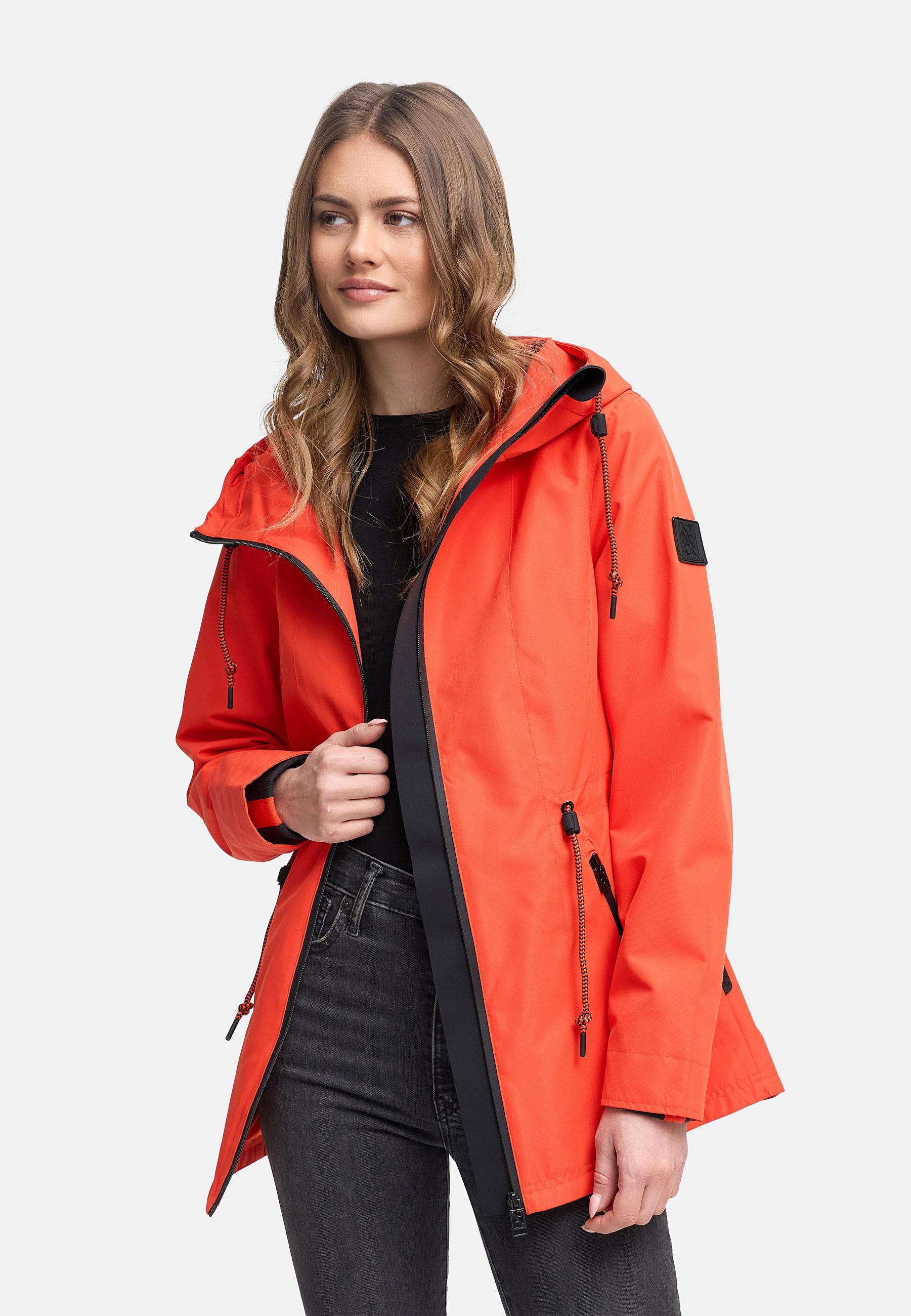Wasserdichte Übergangsjacke mit verstellbarer Kapuze "Blumentanz 14" Spicy Orange