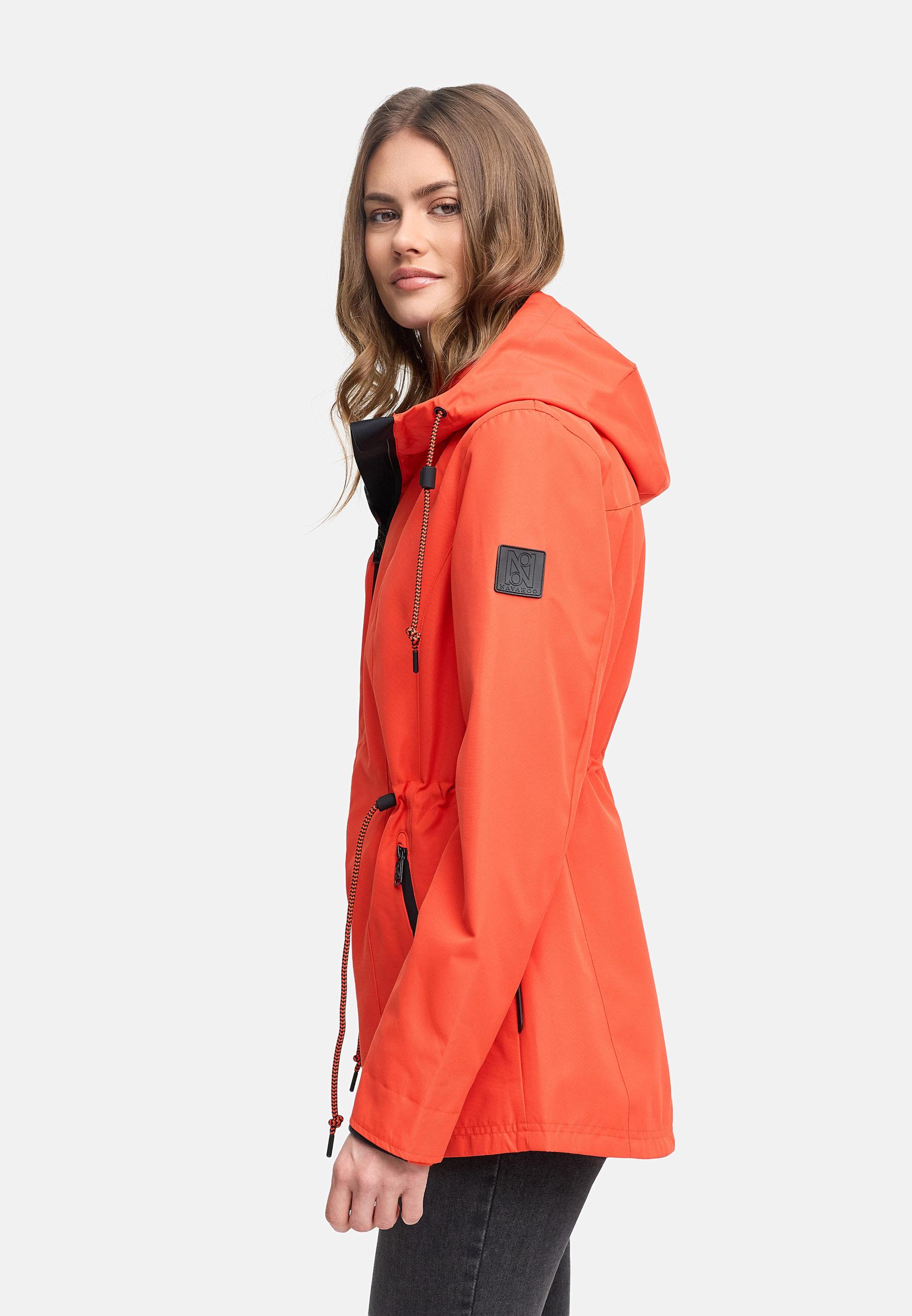 Wasserdichte Übergangsjacke mit verstellbarer Kapuze "Blumentanz 14" Spicy Orange